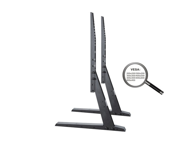 PureMounts Tischständer – 32–65" – VESA 200×200–600×400 – bis 35 kg, Höhenverstellbar – PM-TVS-02, Schwarz