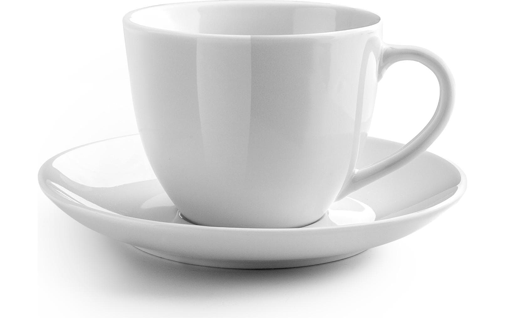 Ibili Kaffeetasse – Set 8-teilig, 310 ml, Porzellan, Weiss, spülmaschinenfest, mikrowellengeeignet