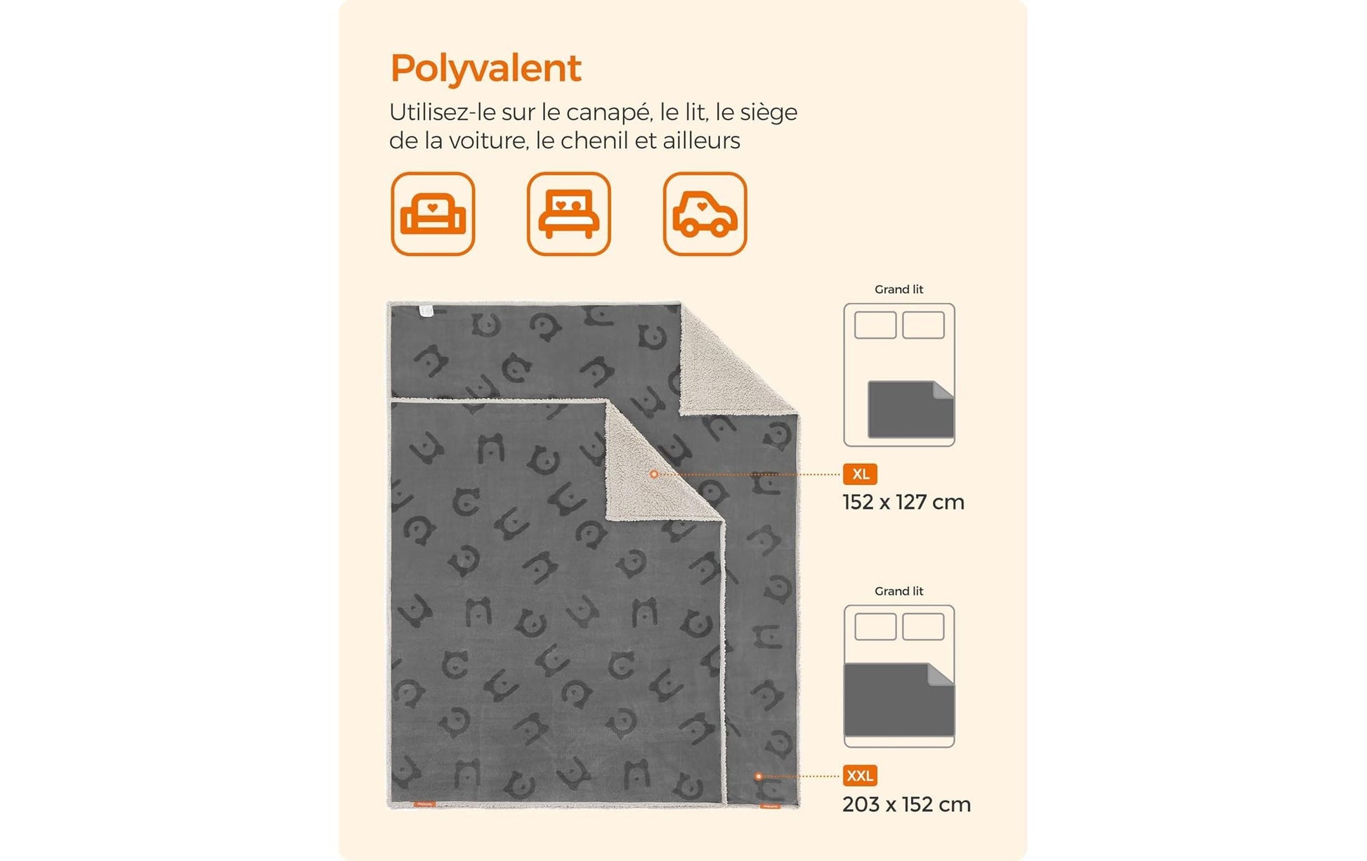 Feandrea Wohndecke – Thermoplastisches Polyurethan (TPU) & Vlies, Grau – 127 × 152 cm