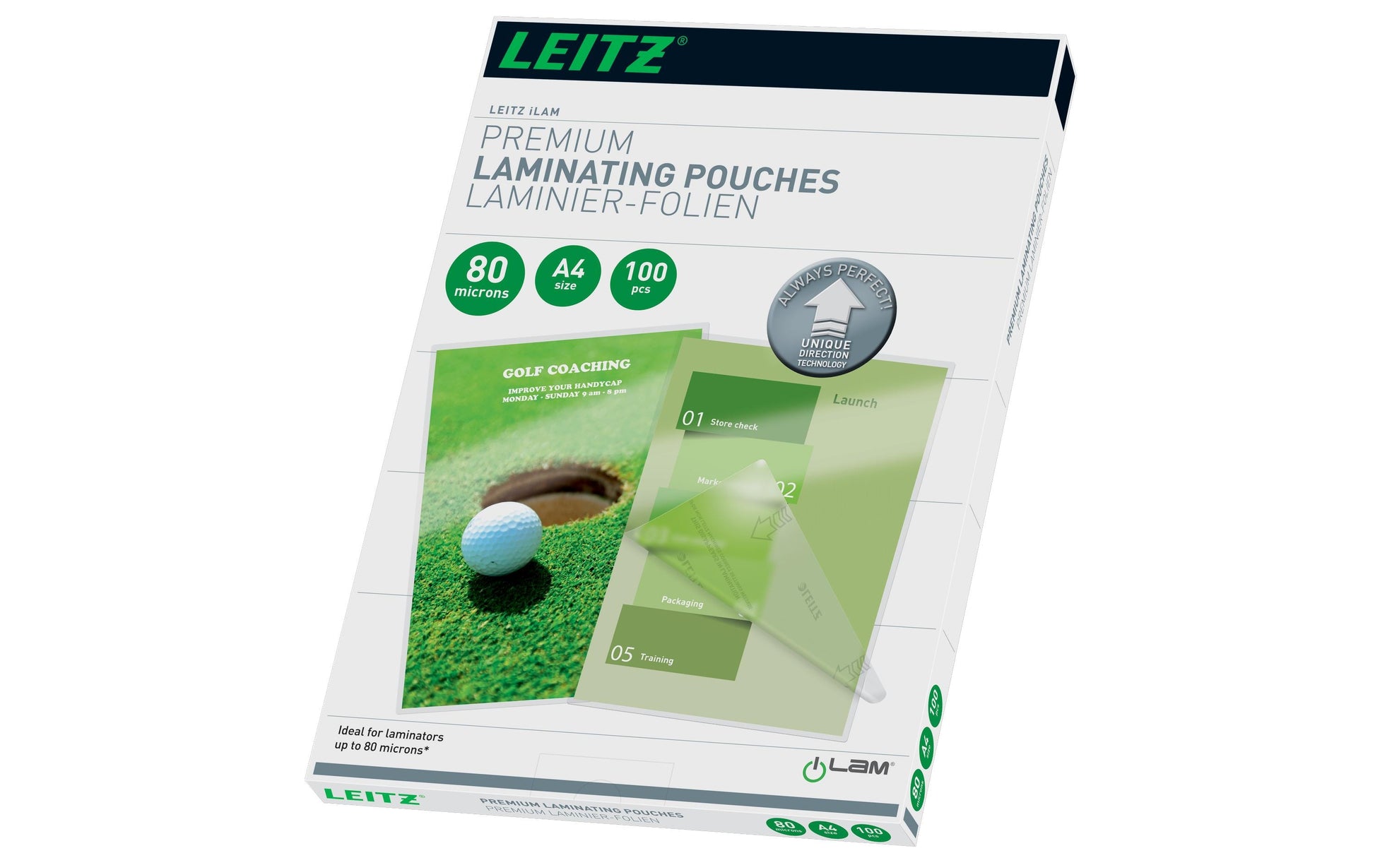 Leitz Laminierfolien A4, glänzend – 80 µm, 216 × 303 mm, 100 Stk.