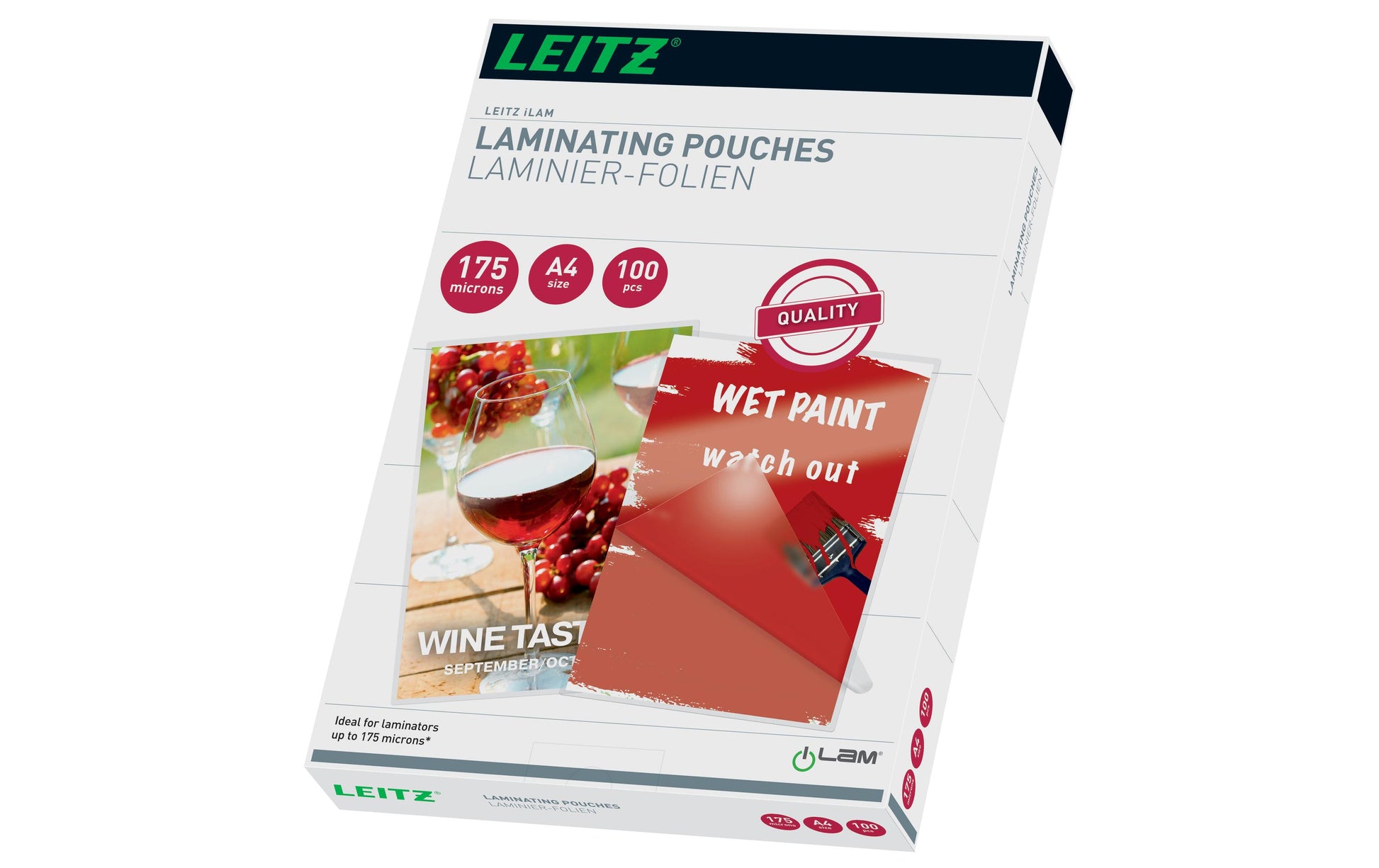 Leitz Laminierfolien A4, glänzend – 175 µm, 216 × 303 mm, 100 Stk.