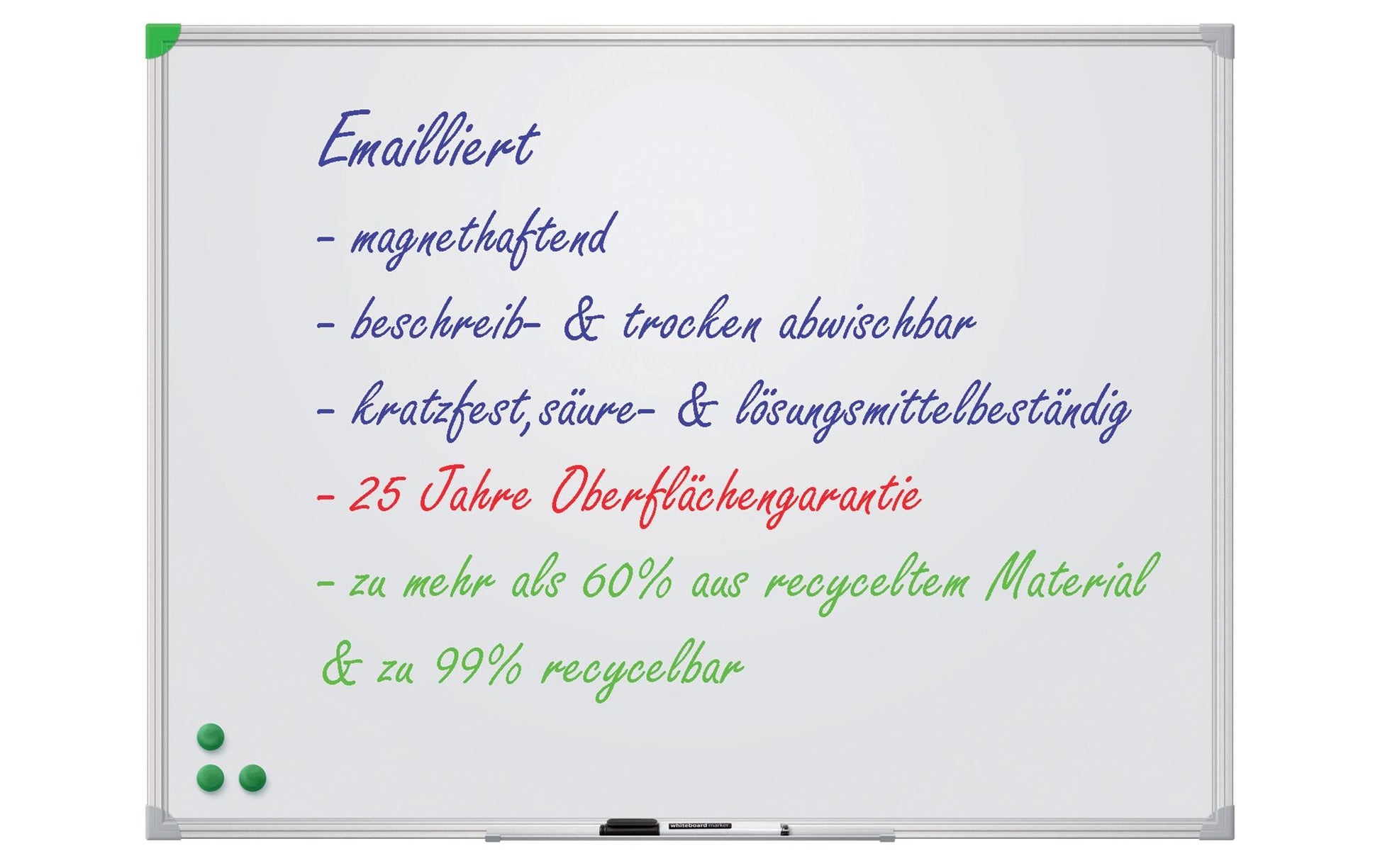 Franken Whiteboard – 45 × 60 cm, Emaille, magnetisch, Aluminiumrahmen, Wandmontage, inkl. Stiftablage