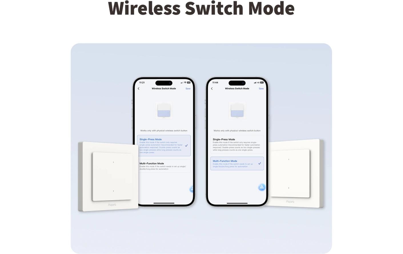 Aqara H2 – Smart-Taster – Bluetooth, WLAN, 2 Kanäle – für Matter, Zigbee 3.0, Thread