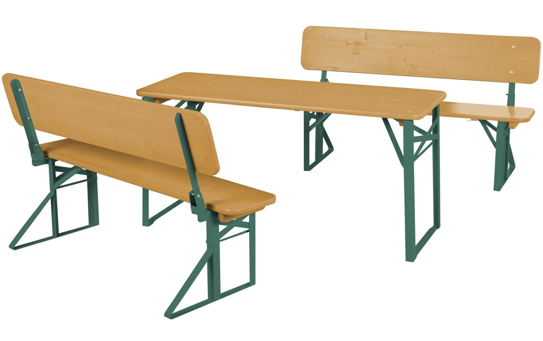 Roba Bistro-Set 3-teilig – Grün, Holz – Metall, Holz – Tisch 109 × 40 × 52 cm – klappbarer Tisch