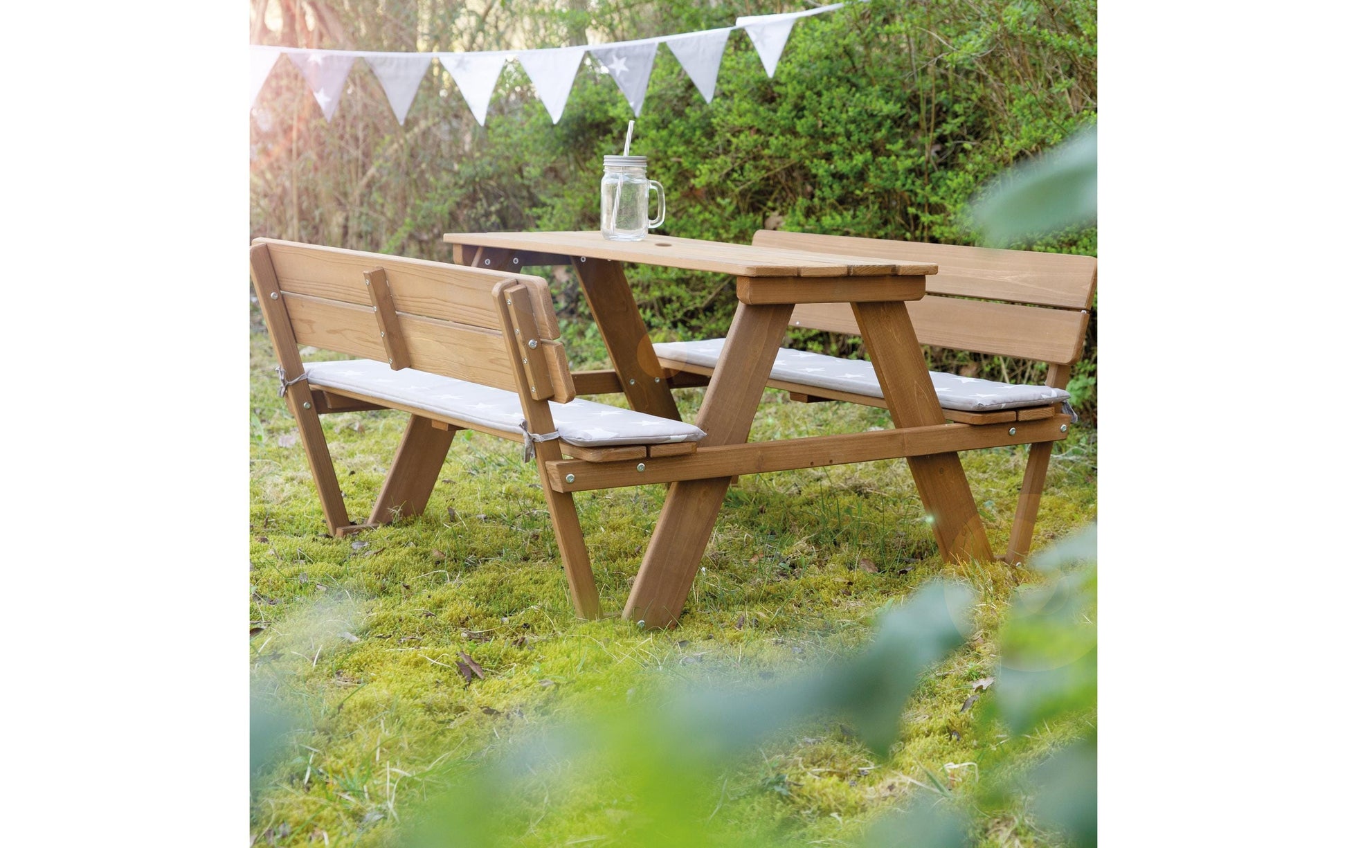 Roba Bistro-Set 1-teilig – Holz – Tisch 89 × 35 × 50,5 cm – für drinnen/draussen