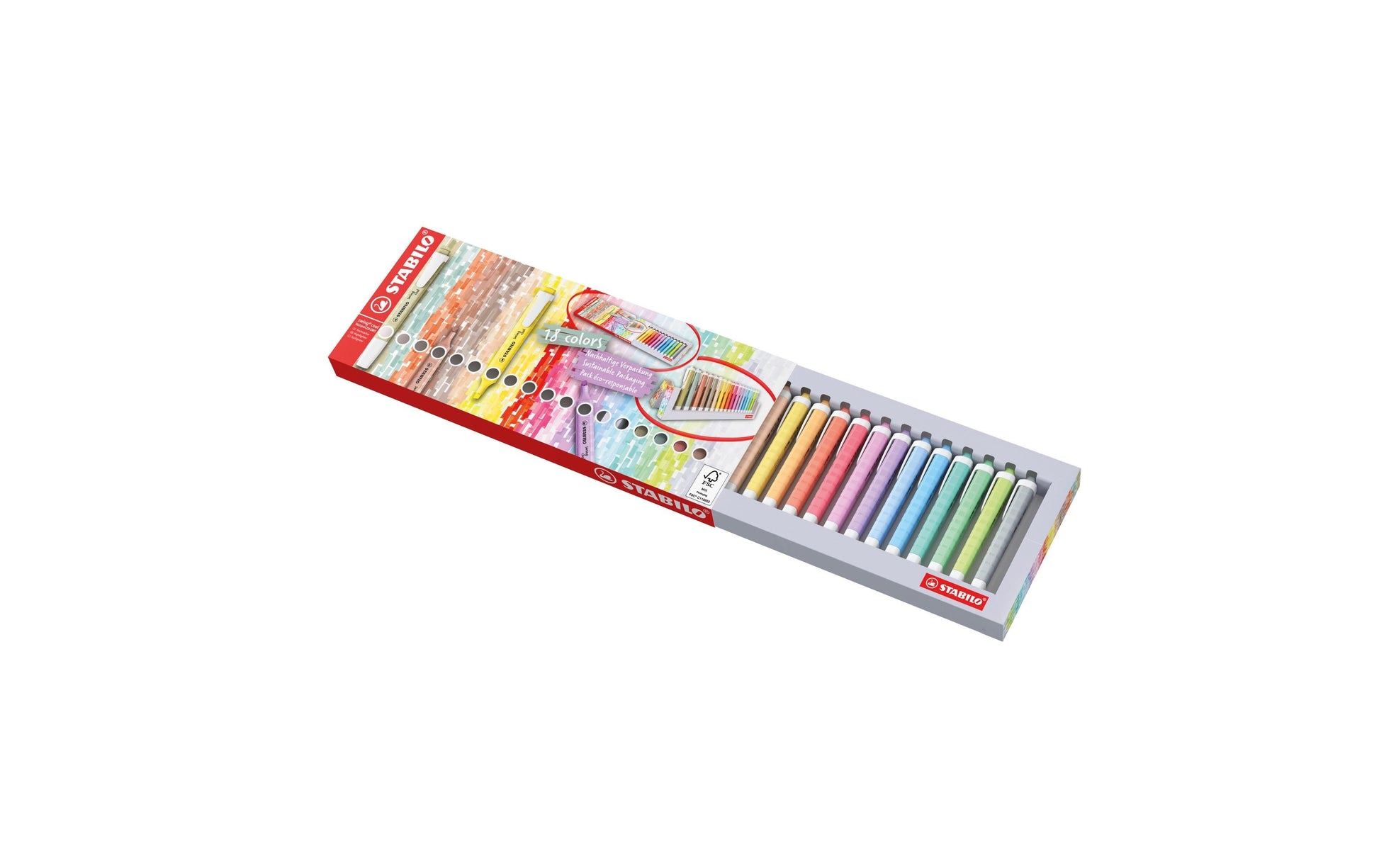 STABILO swing cool Textmarker Desktop Set 18 Farben – Keilspitze, 1–4 mm