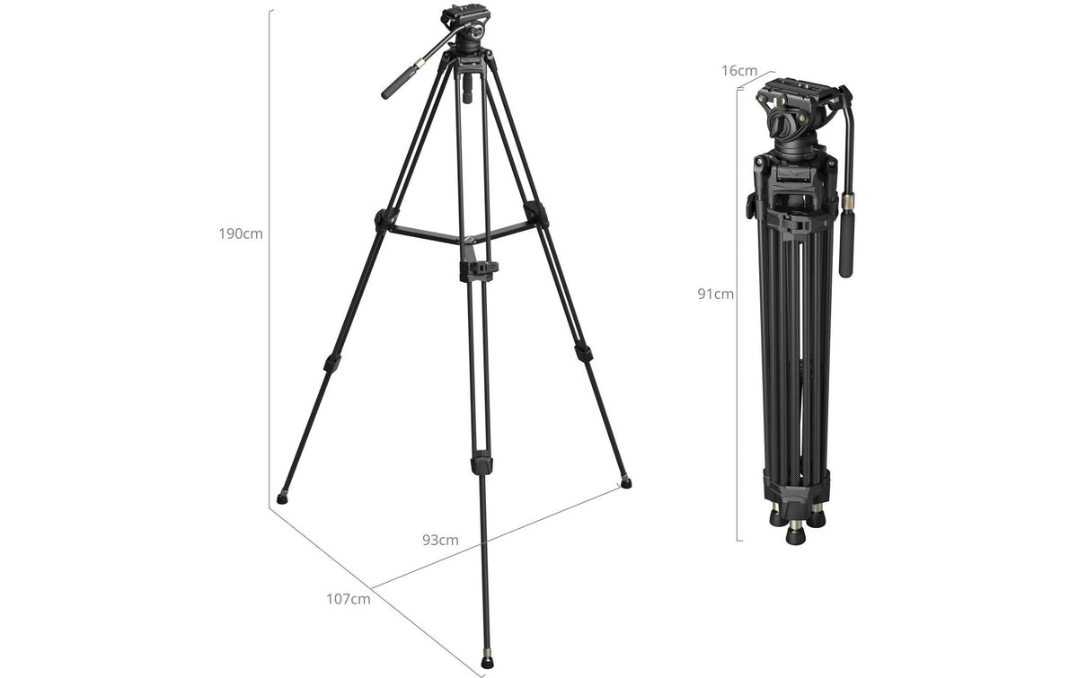 SmallRig AD-80S Stativ – 190 cm, Traglast 8 kg – Schnellwechselplatte, 1/4" Gewinde – Schwarz