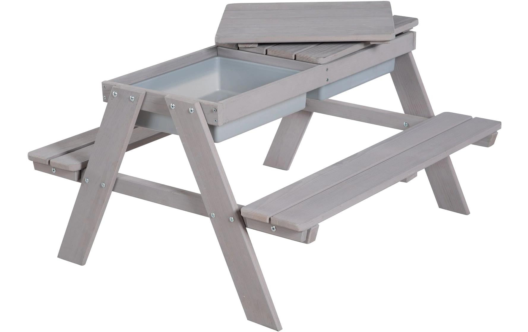 Roba Beistelltisch – 89 × 85,5 × 50 cm – Kunststoff & Holz – Grau – mit Staufach