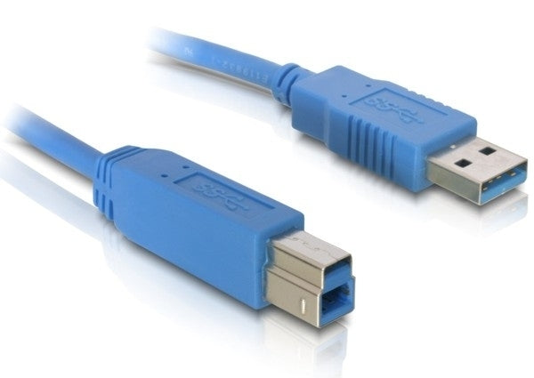 DeLOCK USB-A auf USB-B Kabel – USB 3.2 Gen 1 (5 Gbit/s) – 3 m – Goldstecker – Blau