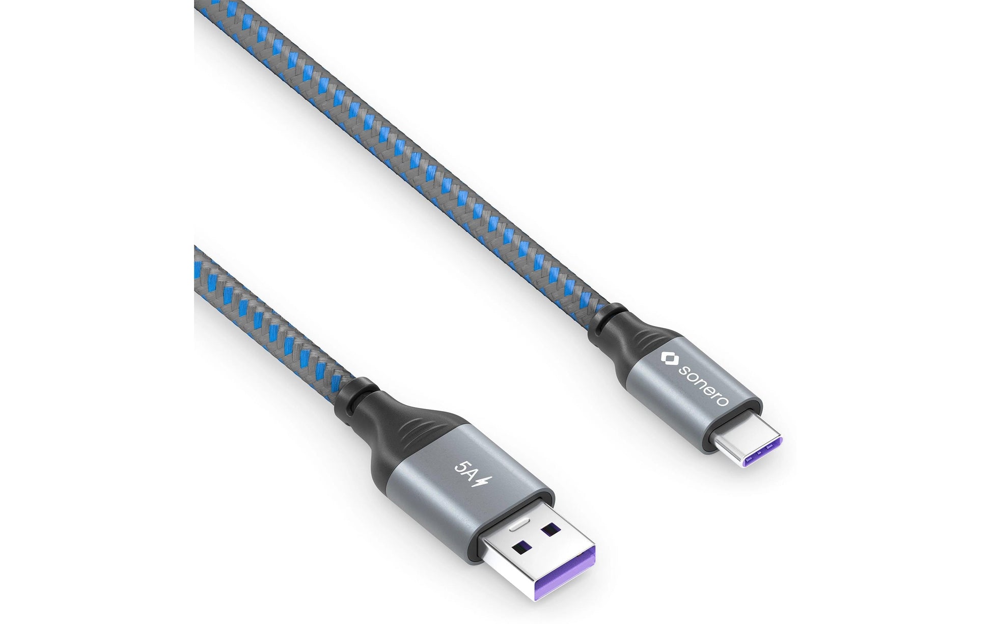 Sonero – USB-C auf USB-A Kabel – USB 2.0 (480 Mbit/s) – 1 m – PD 100 W – Textilmantel, Nickelkontakte