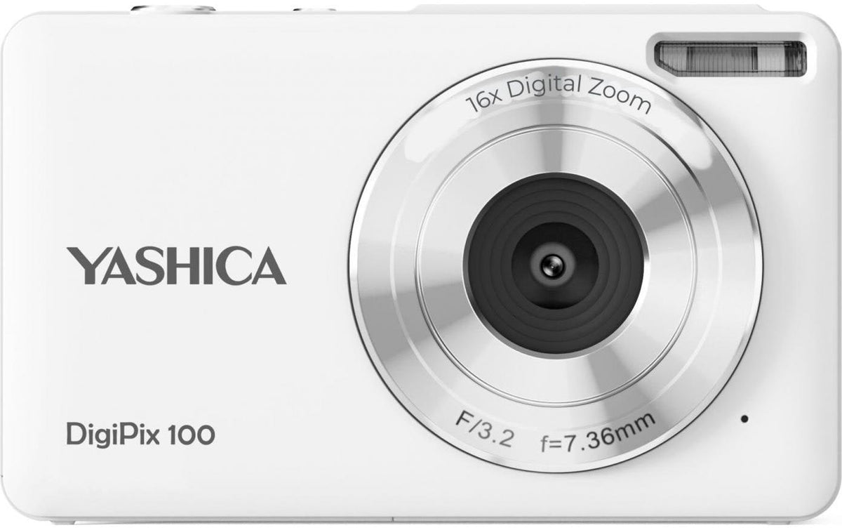 Yashica DigiMate 100 – Kompaktkamera, 44 MP, 1080p, 16× optischer Zoom, Weiss