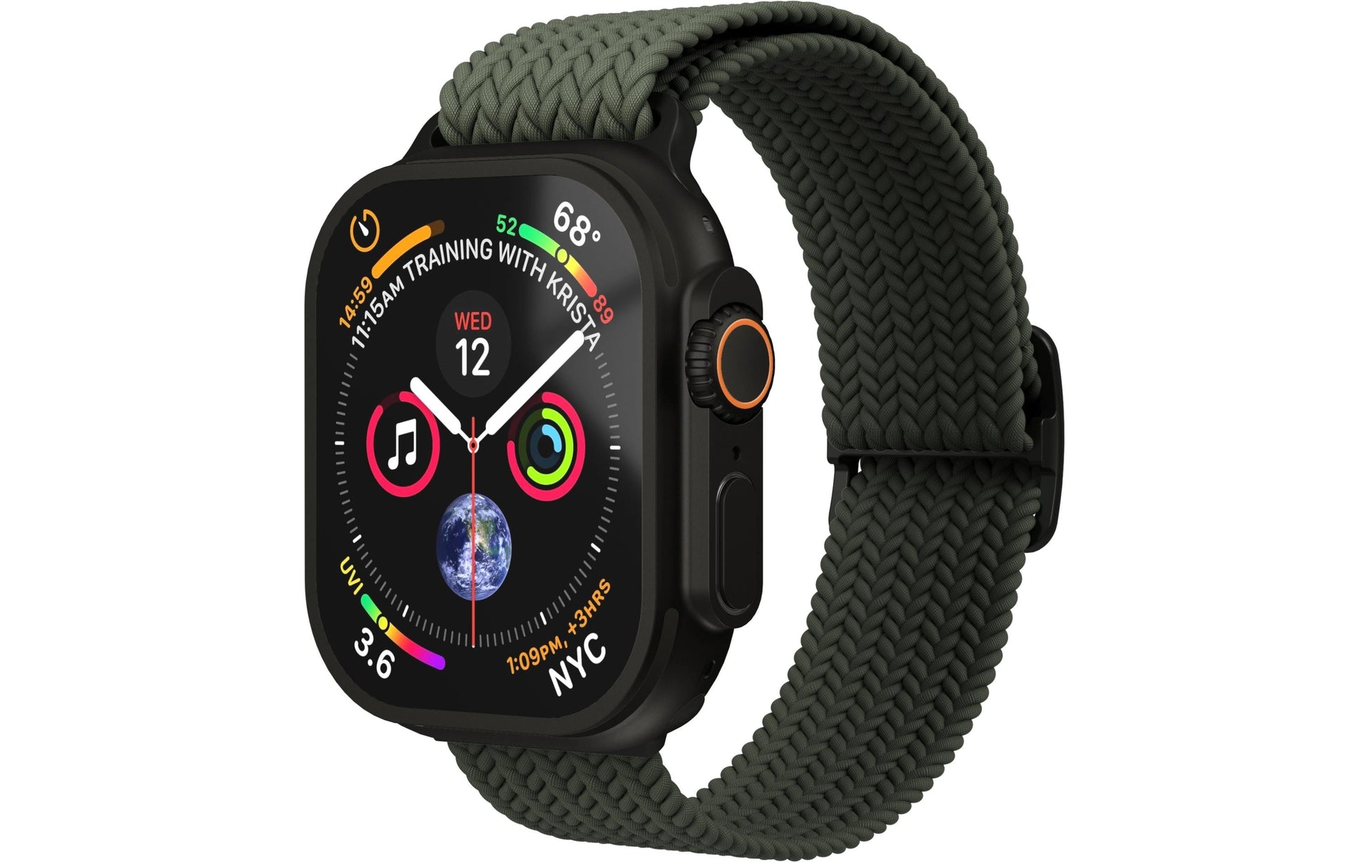 Vonmählen Woven Loop – Armband – für Apple Watch, Schwarz/Olive, One Size, Nylon