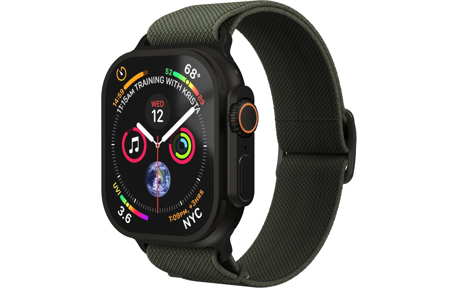Vonmählen Classic Nylon Loop – Armband – für Apple Watch Ultra – Schwarz/Olive, One Size, Nylon