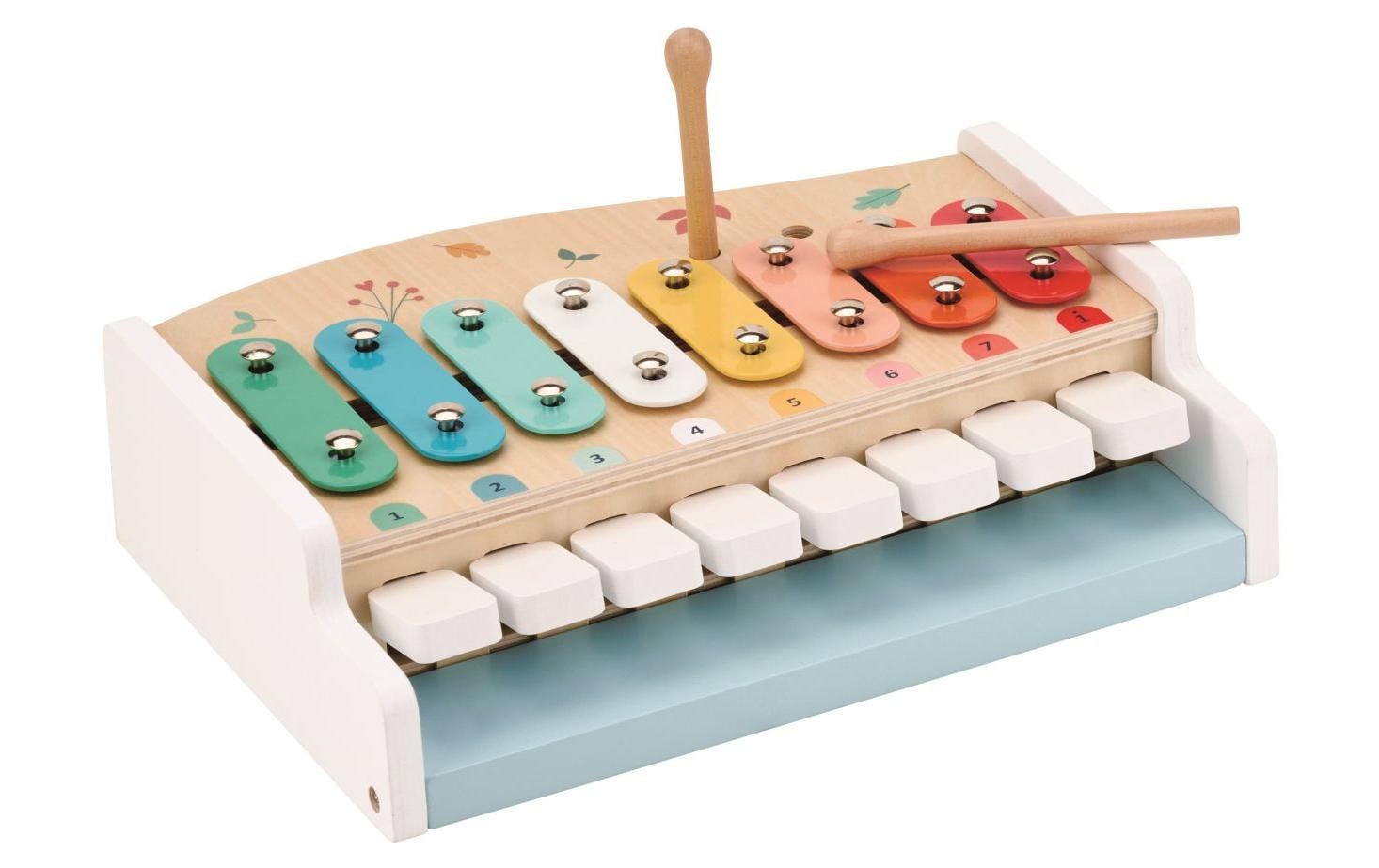 Spielba Holzspielwaren Klavier und Xylophon – 8 × 22 × 30 cm – Holz – ab 1 Jahr – mehrfarbig