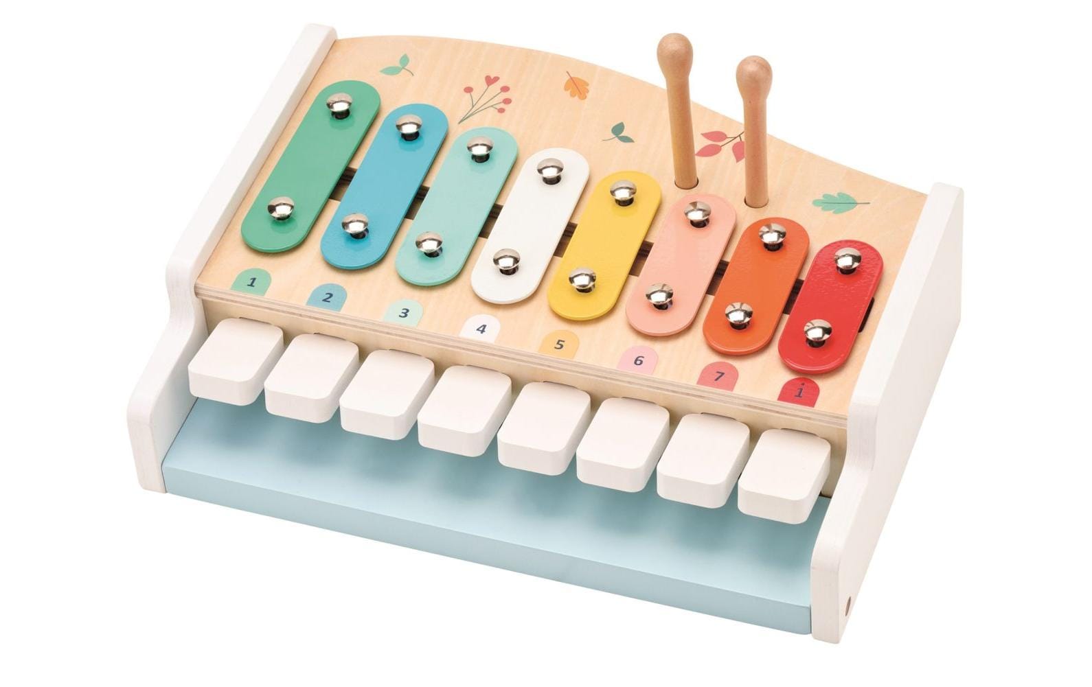 Spielba Holzspielwaren Klavier und Xylophon – 8 × 22 × 30 cm – Holz – ab 1 Jahr – mehrfarbig