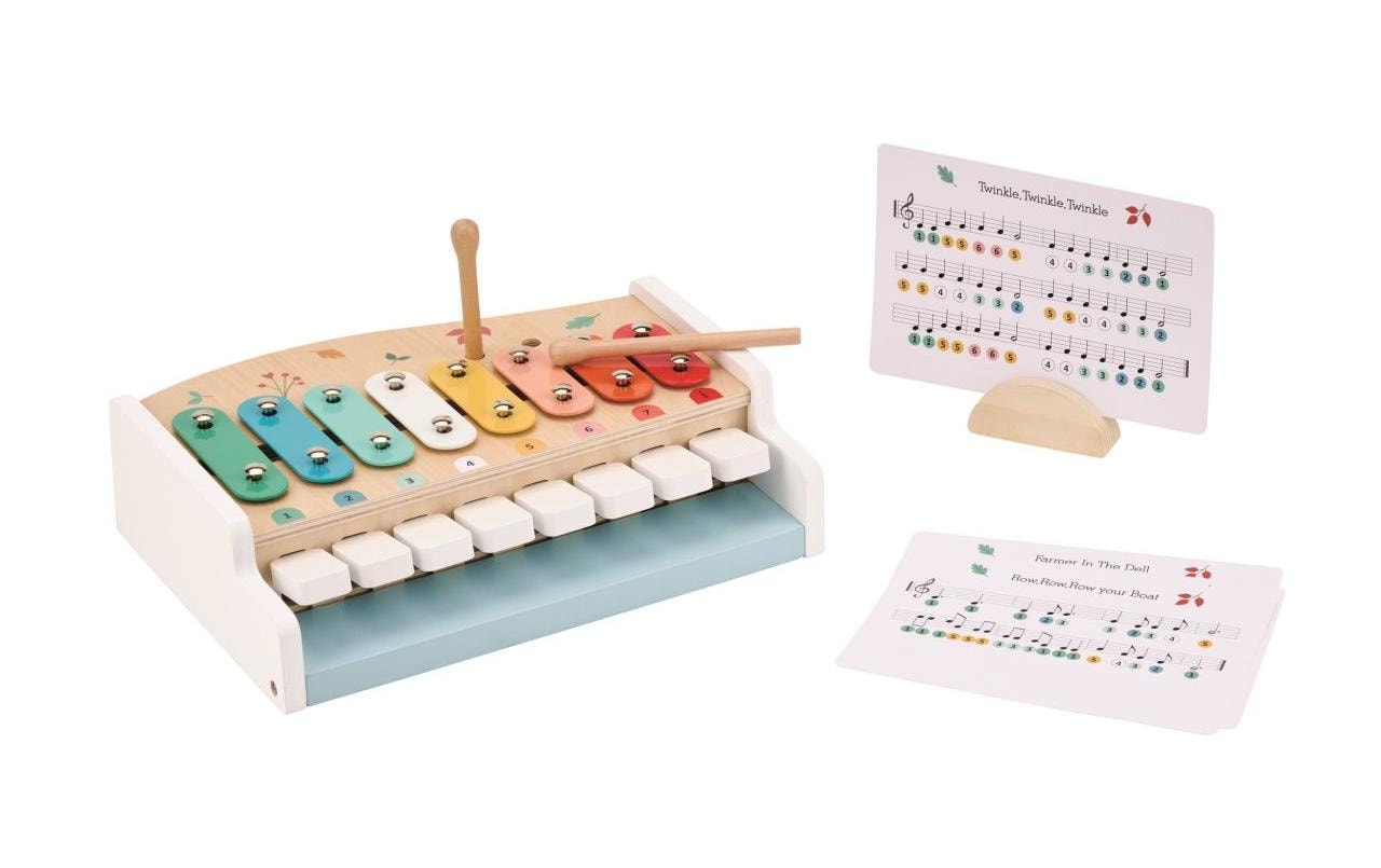 Spielba Holzspielwaren Klavier und Xylophon – 8 × 22 × 30 cm – Holz – ab 1 Jahr – mehrfarbig