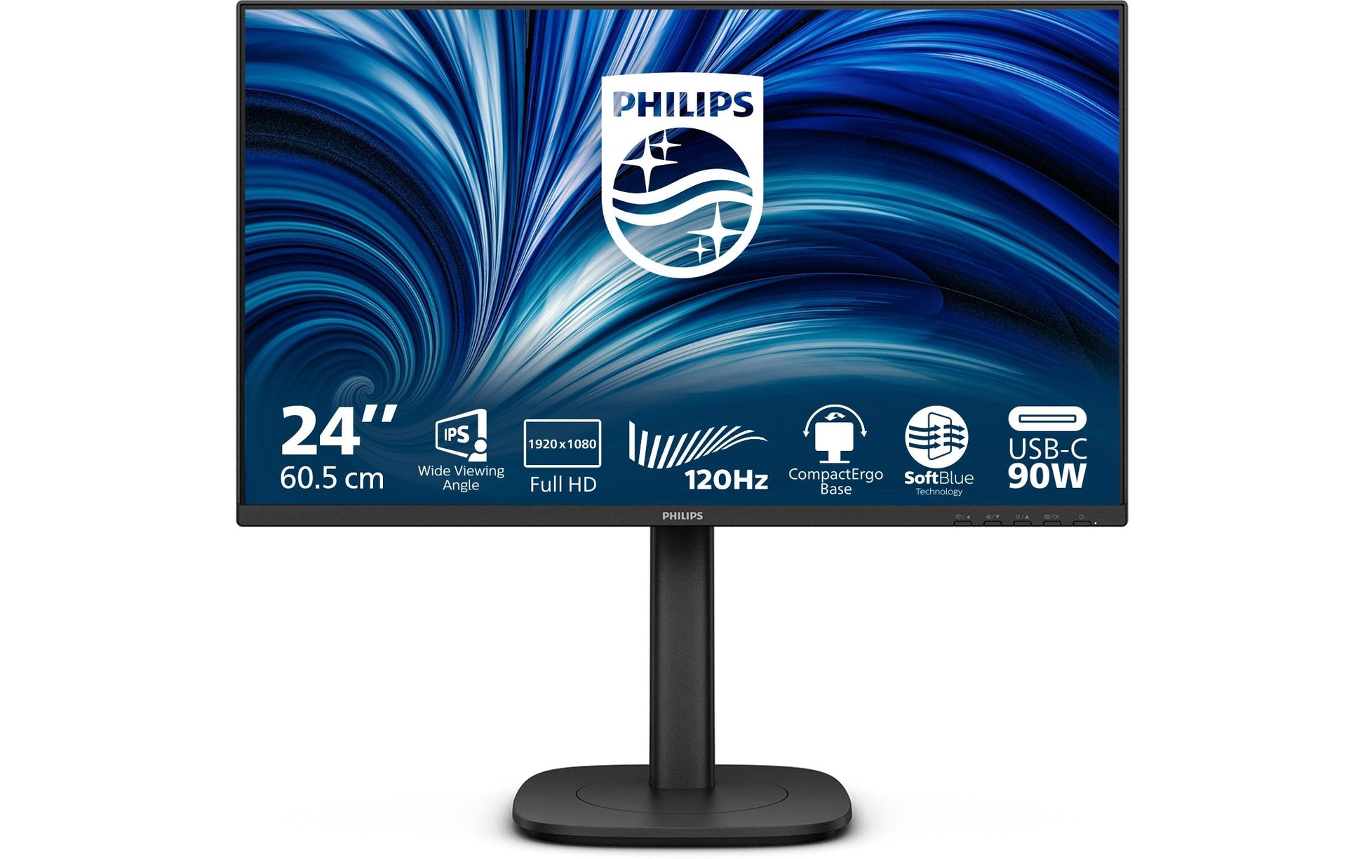 Philips 24B2U3301/00 – Monitor, 23,8", IPS, 120 Hz, USB-C, Lautsprecher, USB-Hub, Adaptive Sync, Schwarz