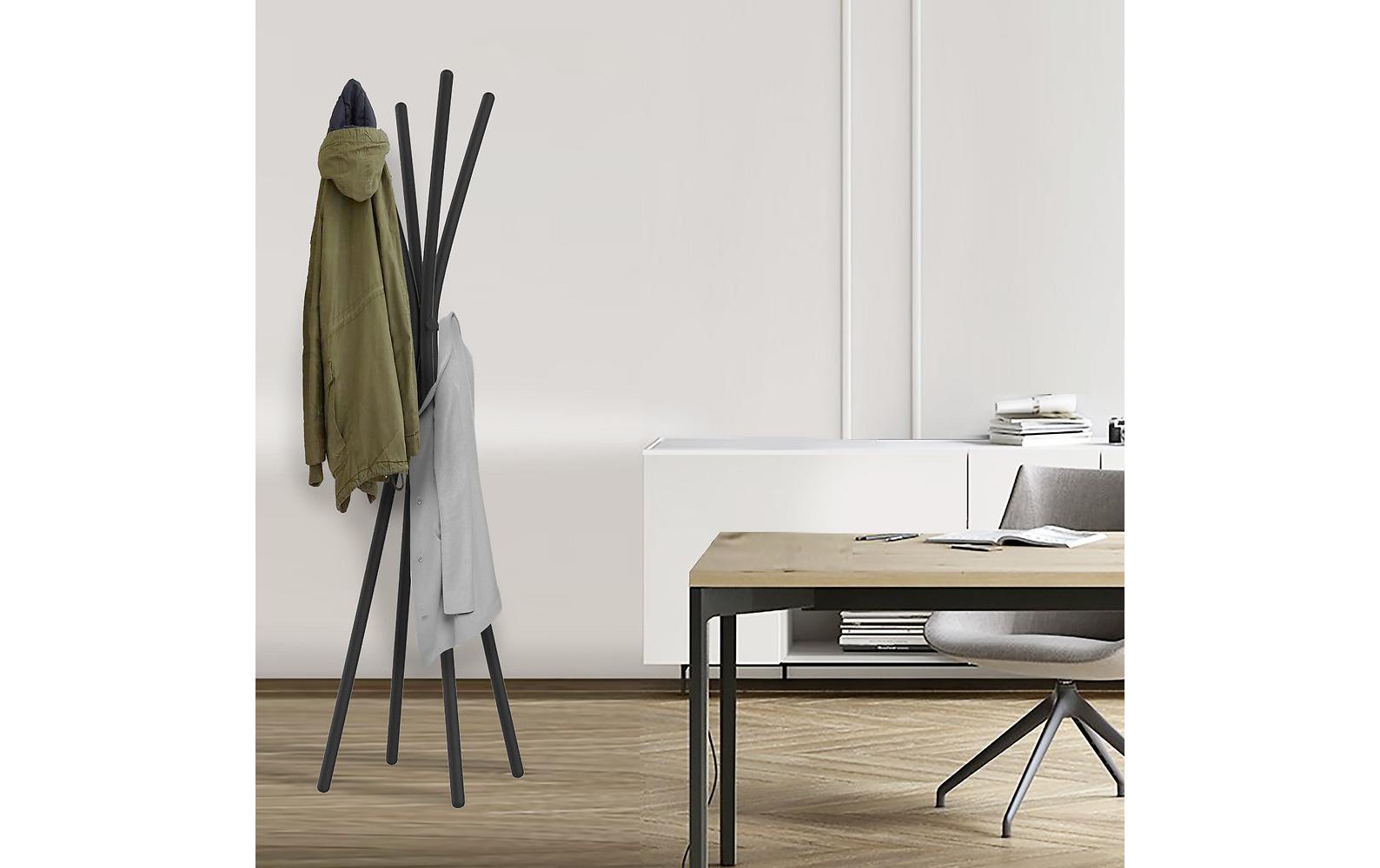 Unilux Totem Garderobenständer – Metall – Schwarz – 1'750 mm (8 Haken, 10 kg Tragkraft)