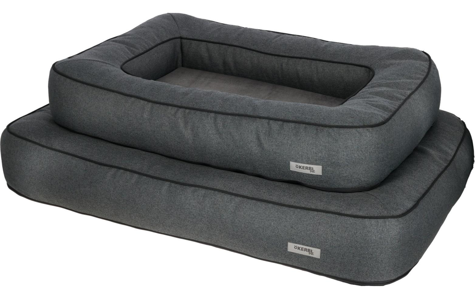 Kerbl Platin Ortho Hundebett – 80 × 117 × 18 cm, Schaumstoff, Polyesterbezug, abnehmbarer Bezug, Grau