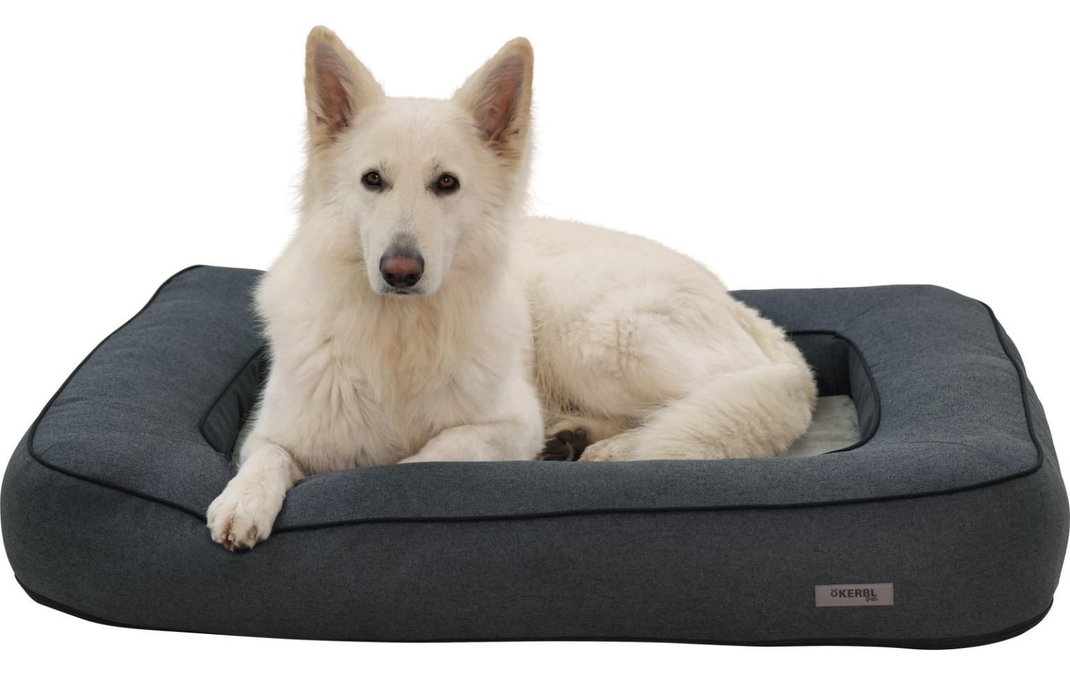 Kerbl Platin Ortho Hundebett – 70 × 100 × 18 cm, Schaumstoff, abnehmbarer Bezug, grau