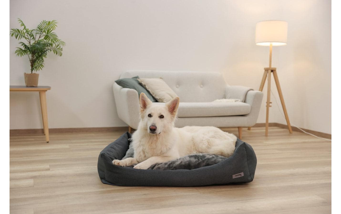 Kerbl Platin Ortho Hundebett – 75 × 110 × 27 cm, Schaumstoff, Polyester-Bezug, abnehmbarer Bezug, Grau