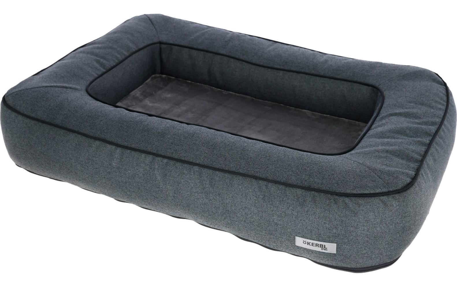 Kerbl Platin Ortho Hundebett – 80 × 117 × 18 cm, Schaumstoff, Polyesterbezug, abnehmbarer Bezug, Grau