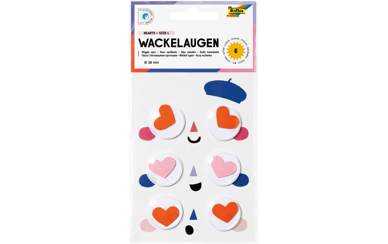 Folia Wackelaugen Herzen, 6 Stk, Grösse L