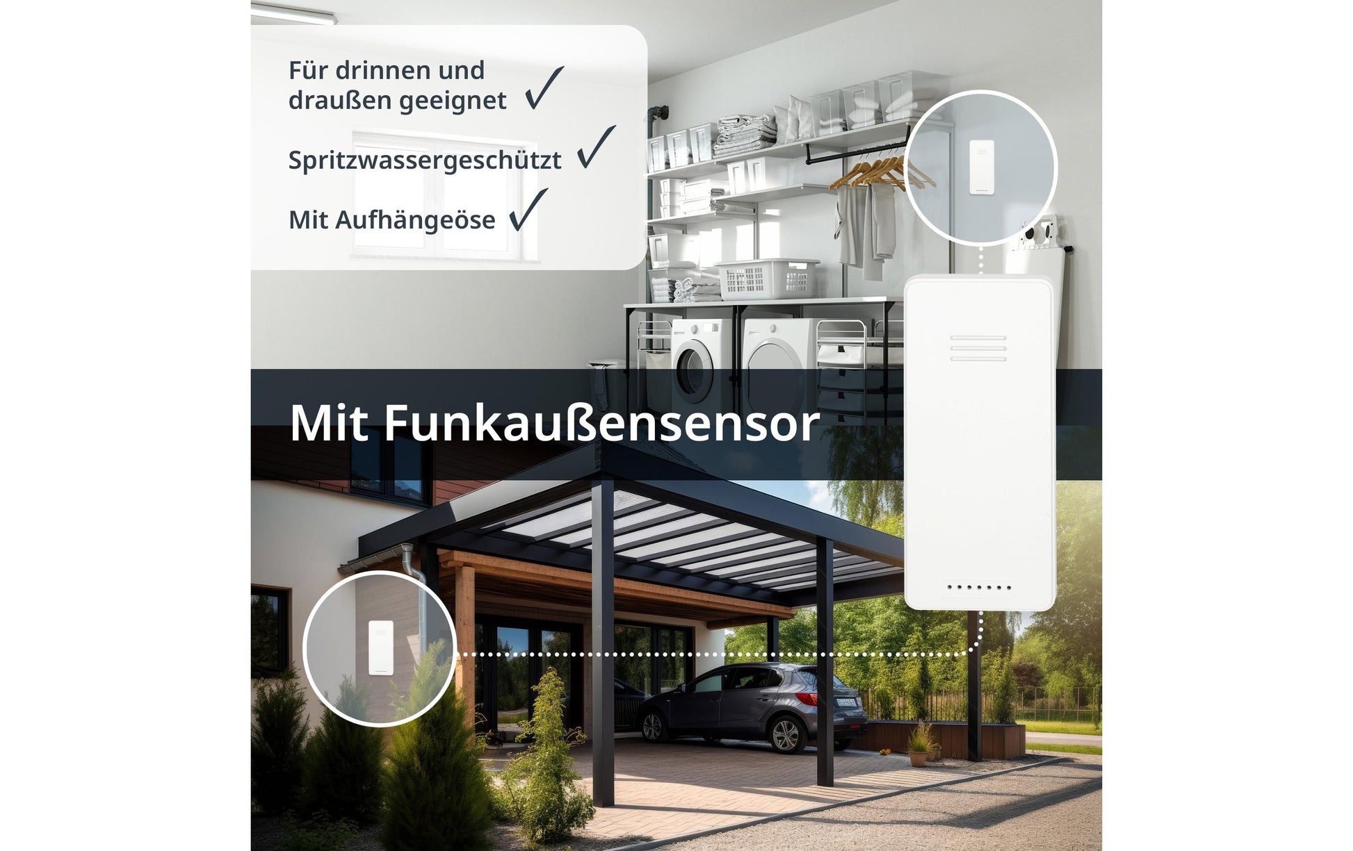 ADE Wetterstation – Funk, inkl. Aussensensor, Uhrzeitanzeige – Weiss