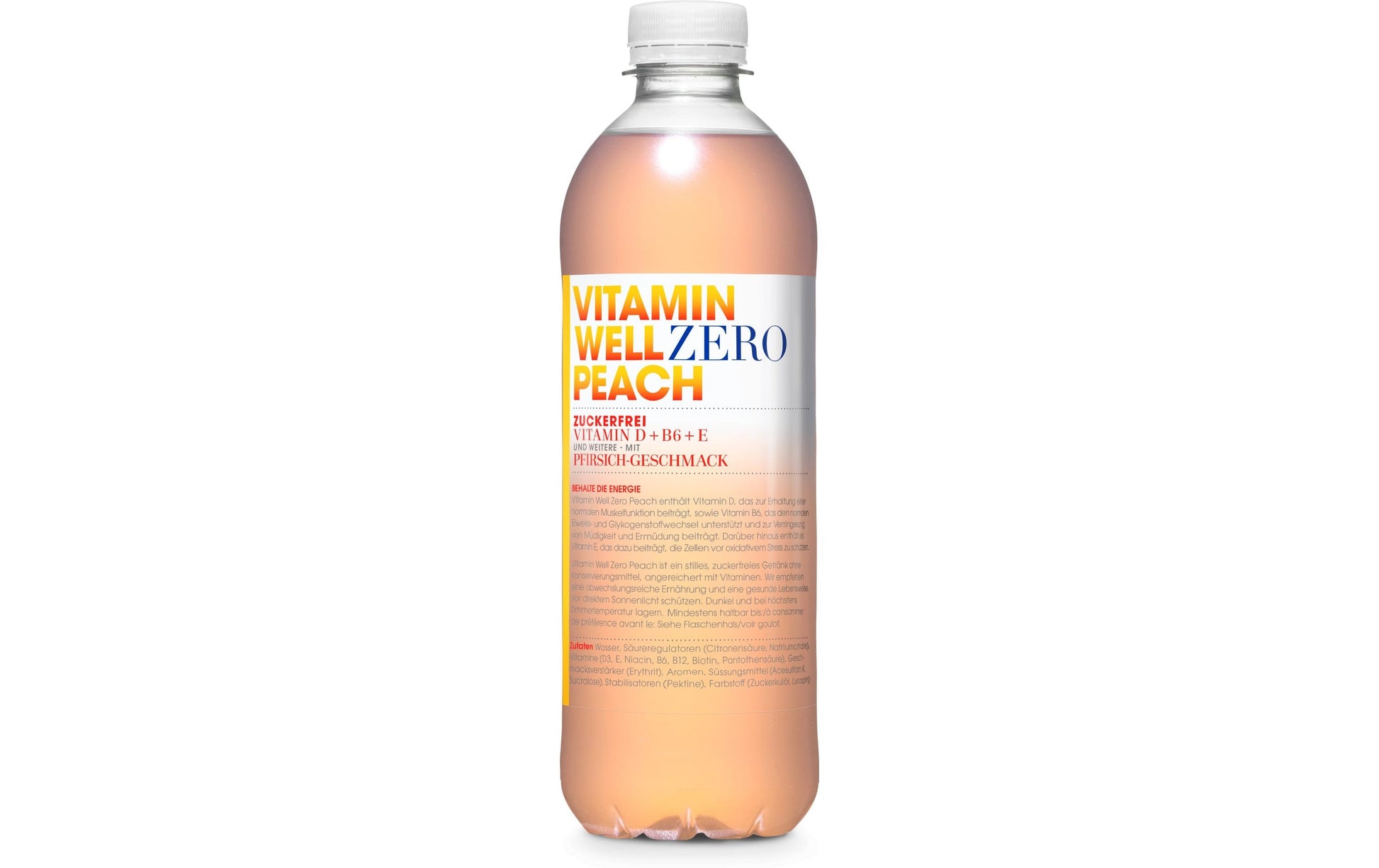 Vitamin Well – Vitaminwasser Zero, Pfirsich – 12 × 5 dl, zuckerfrei
