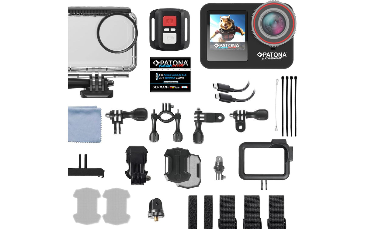 PATONA Action Cam Life SL5 – Action-Cam, 6K, wasserdicht bis 30 m, schwarz