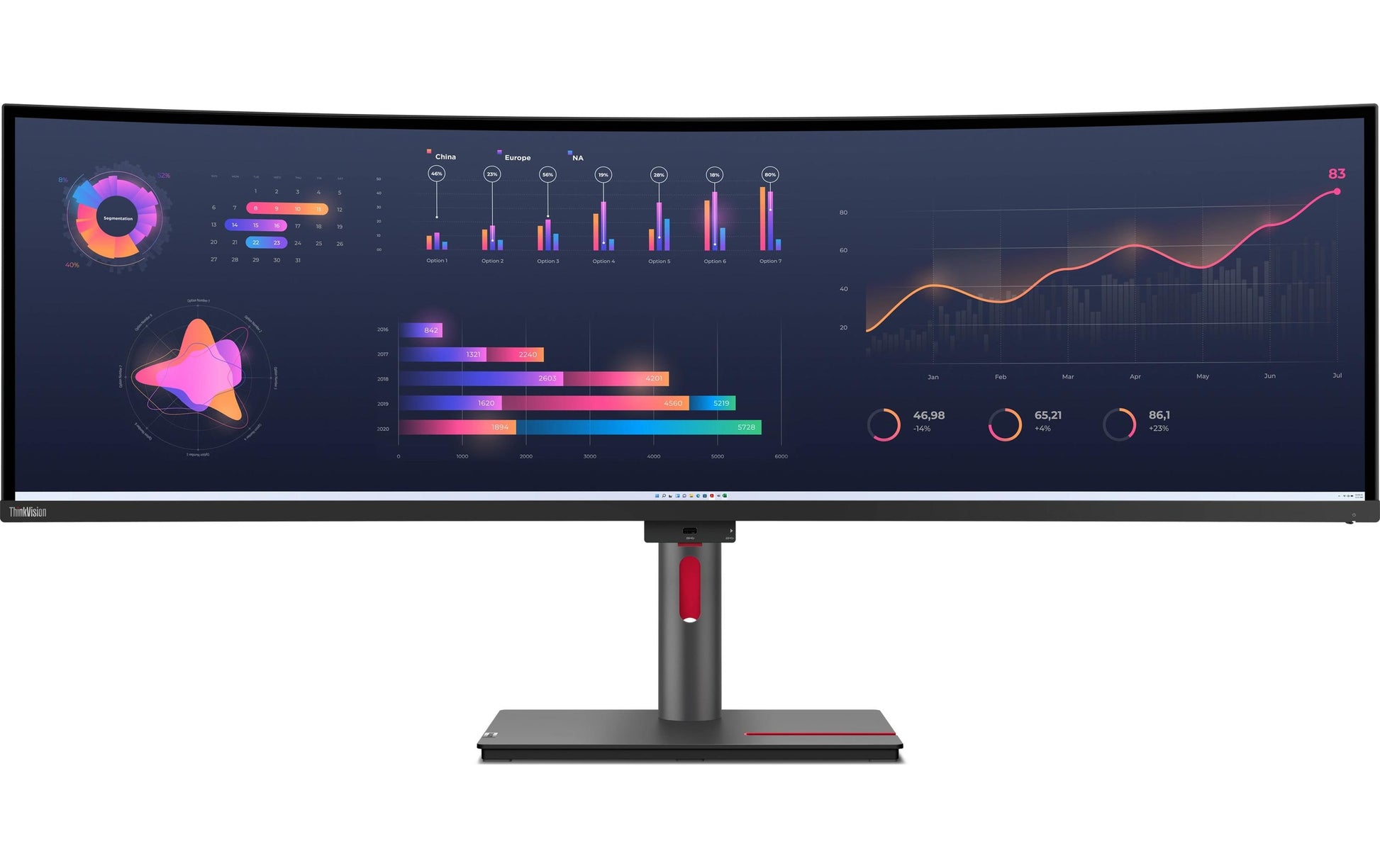 Lenovo THINKVISION – Monitor, 49", 5120 × 1440, IPS, Thunderbolt 4, HDMI, DisplayPort, LAN