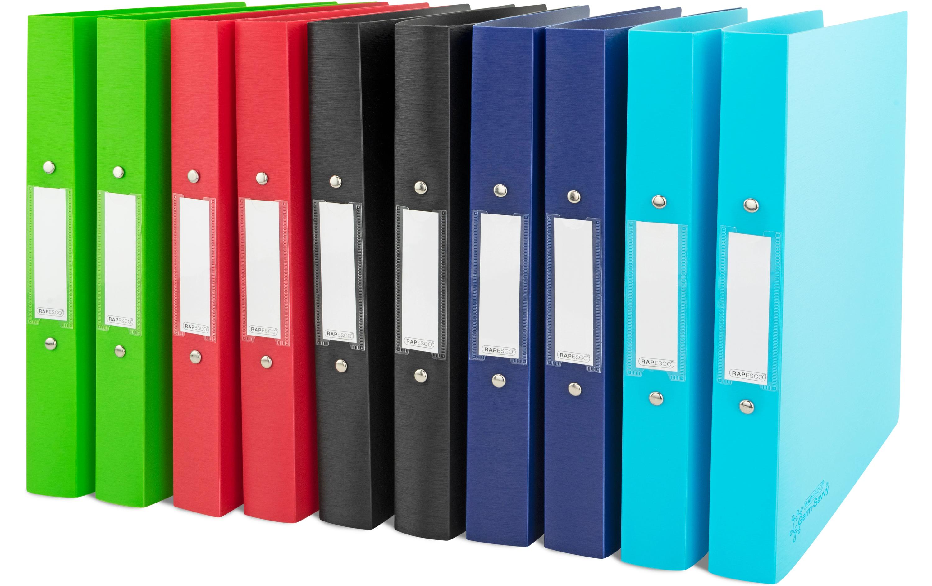 Rapesco Ringbuch – 2-Ring – für A4 – antibakteriell – mehrfarbig – 10 Stk.