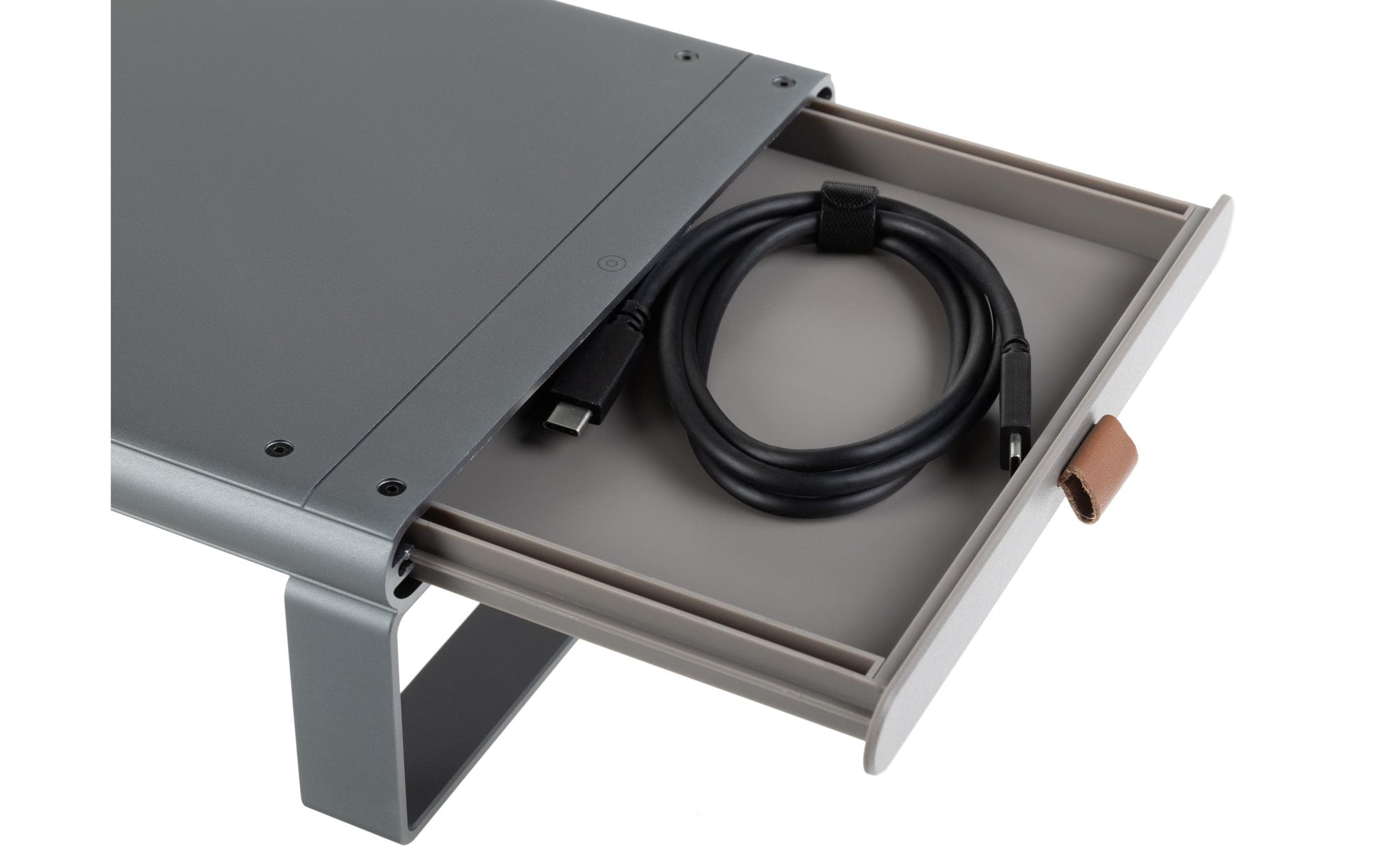 ONIT Charge – Monitorhalterung, Standfuss, bis 49", 20 kg, Qi-Ladepad, Silbergrau