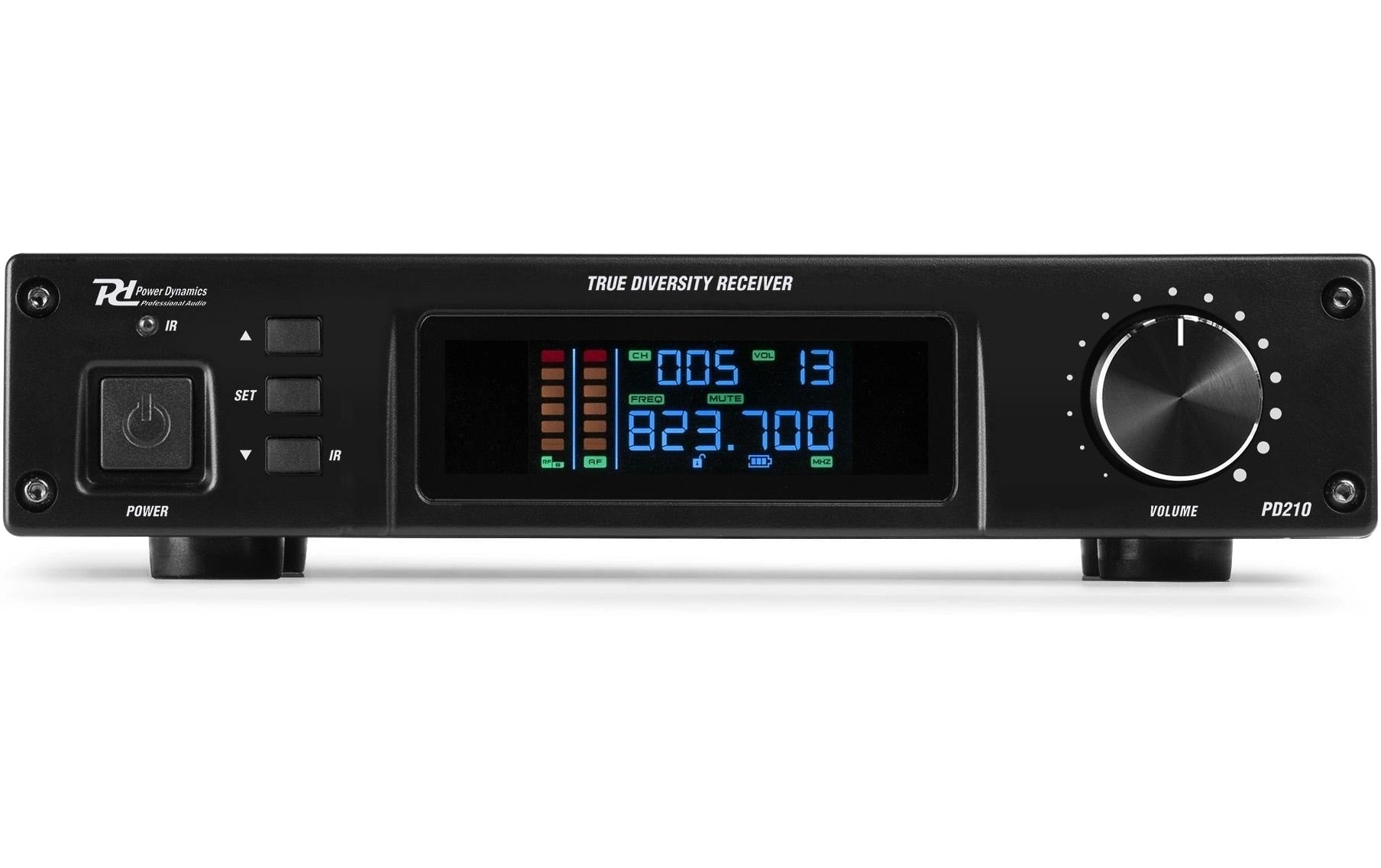 Power Dynamics PD210 Bühnenmikrofon-Set – XLR, 6,3 mm Klinke, Kabellos (UHF), Niere, 40–17'000 Hz, Schwarz