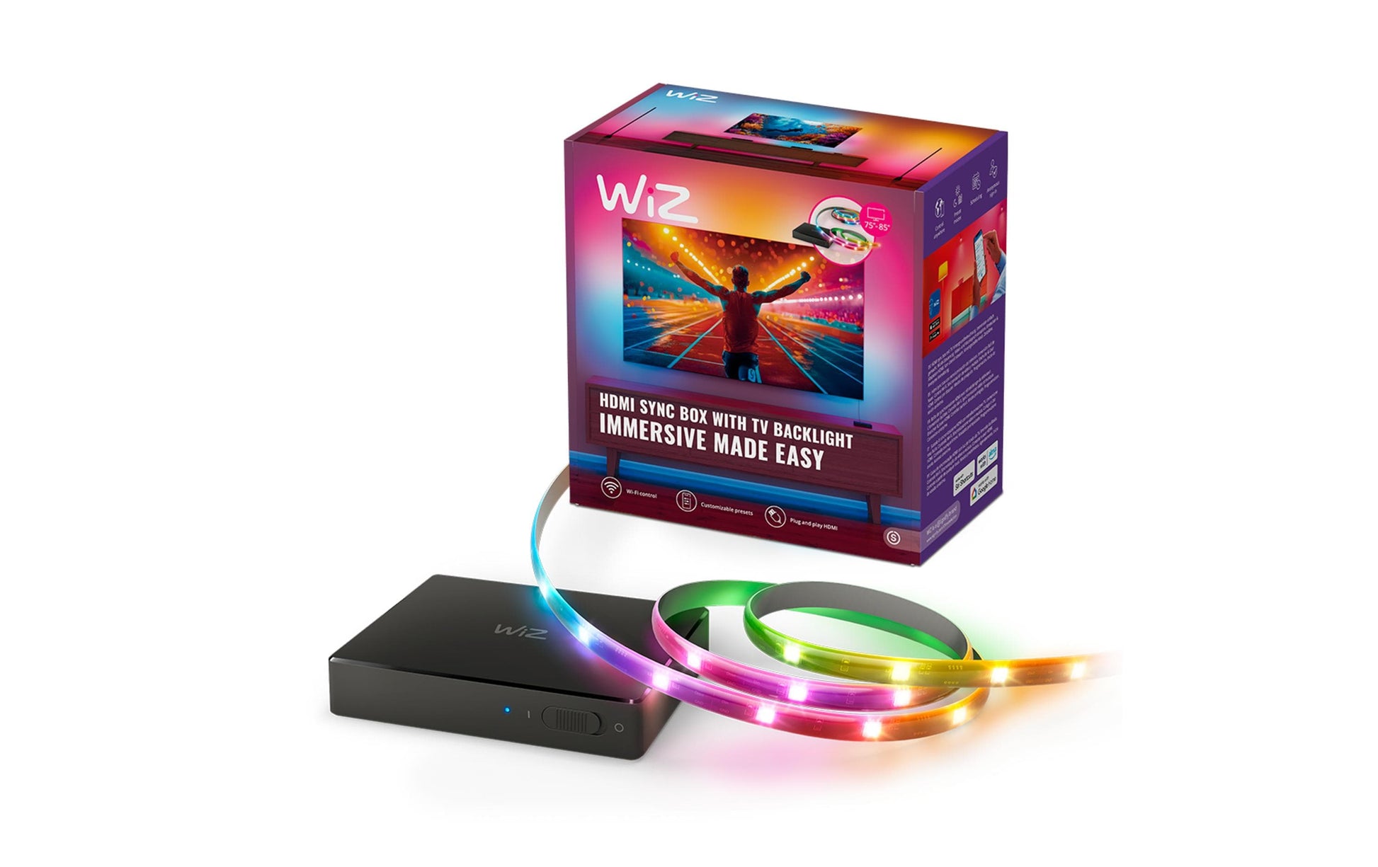 WiZ TV-Leuchtband Sync-Box – 3,4 m, 148 lm, 21 W, 2700–6500 K, dimmbar, WiFi/BT, schwarz
