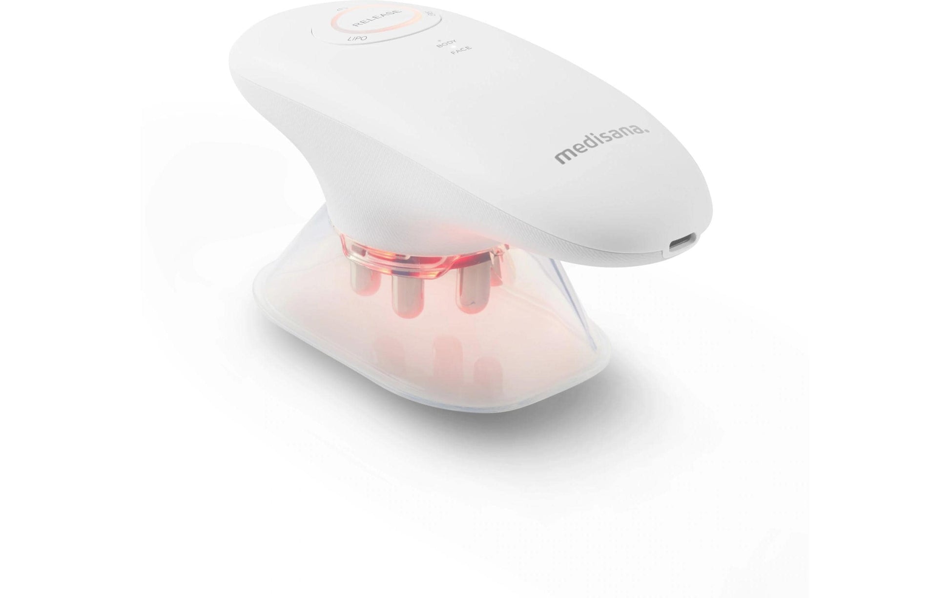 Medisana Schröpfmassagegerät VC150 – weiss, 60 × 69 × 153 mm, 230 g, EMS, Rotlicht, Vakuum, Akku, USB-Ladung
