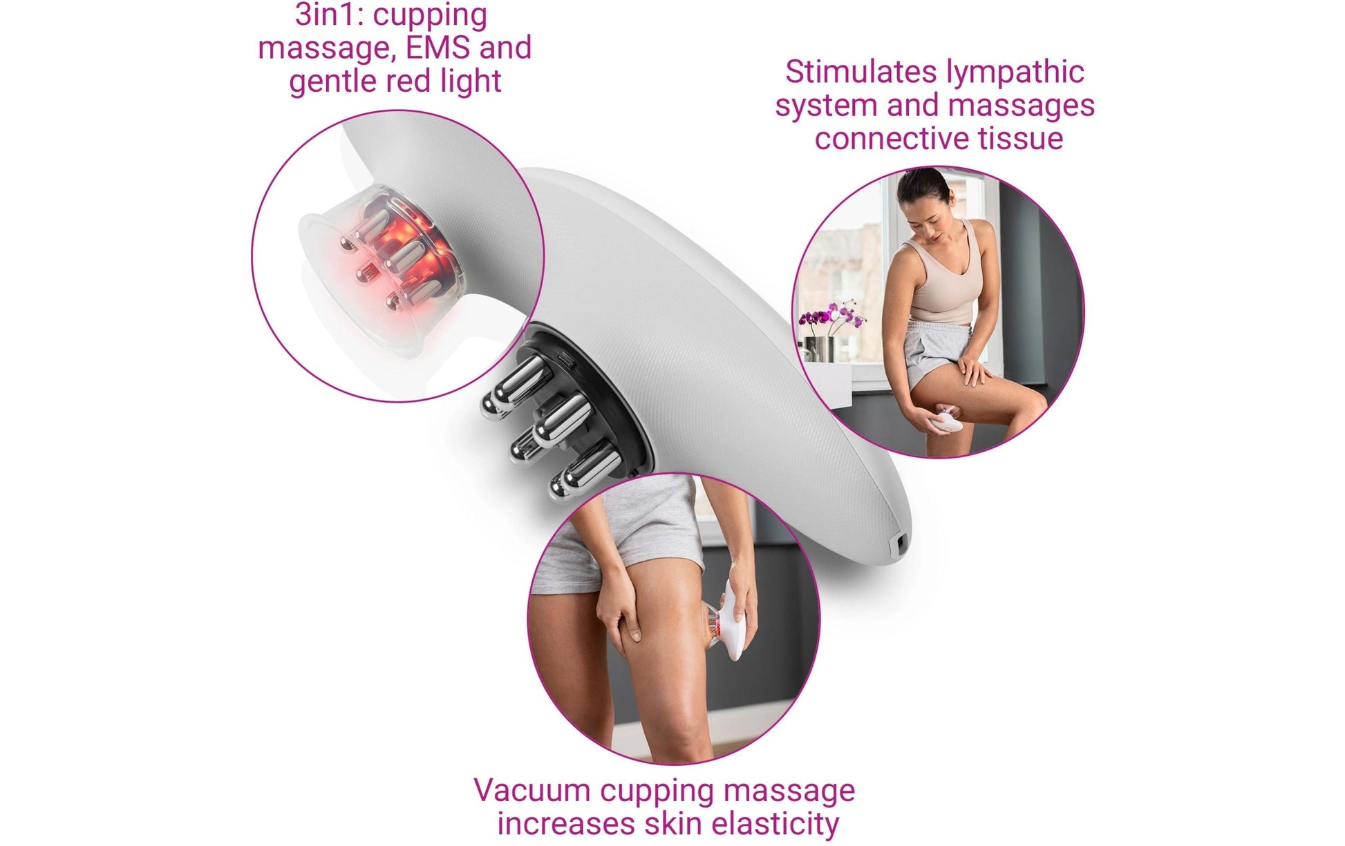 Medisana Schröpfmassagegerät VC150 – weiss, 60 × 69 × 153 mm, 230 g, EMS, Rotlicht, Vakuum, Akku, USB-Ladung