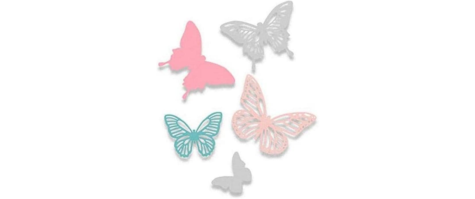 Sizzix Schablone – Schmetterlinge – 5-teilig – Karbonstahl – Grau