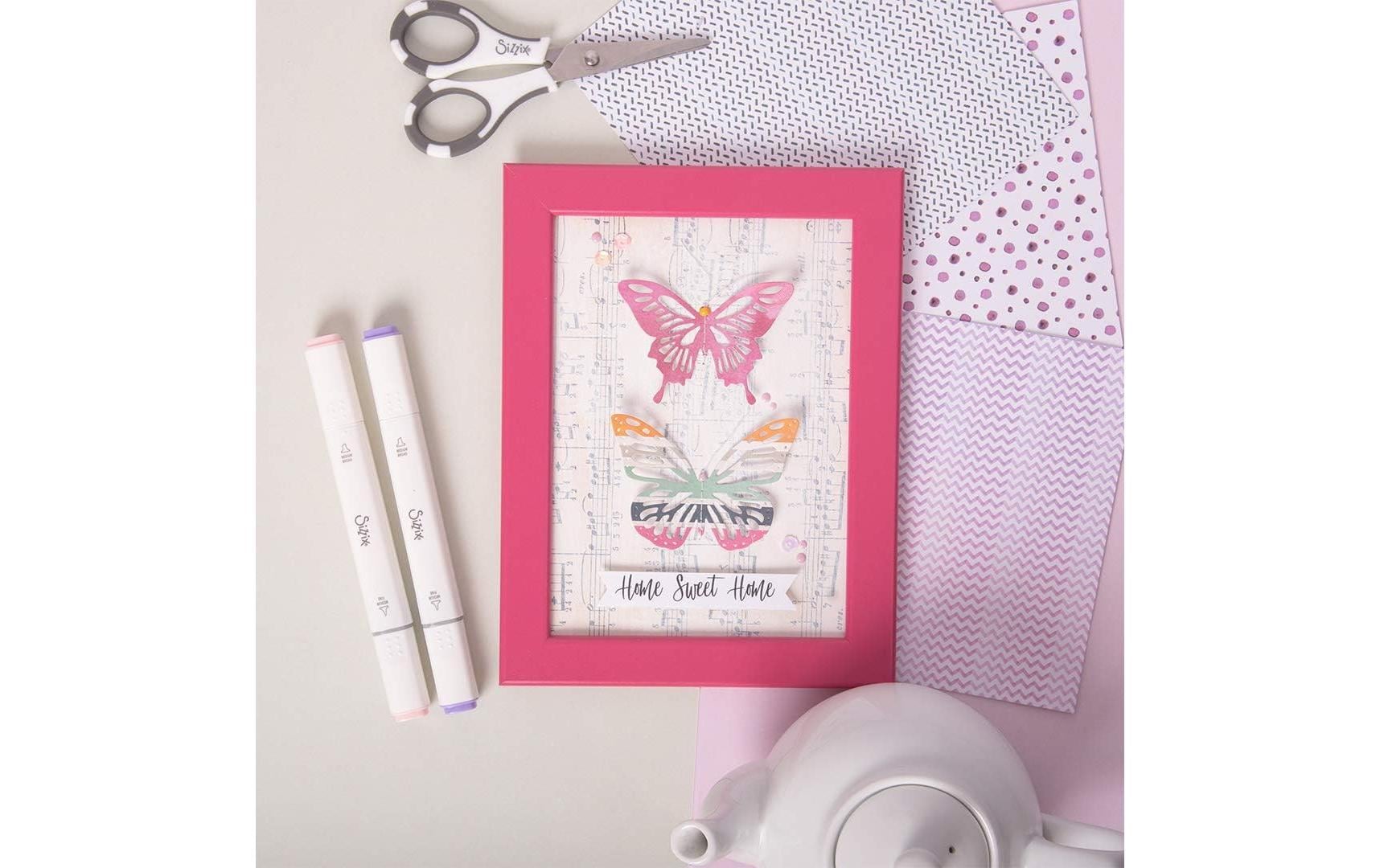 Sizzix Schablone – Schmetterlinge – 5-teilig – Karbonstahl – Grau