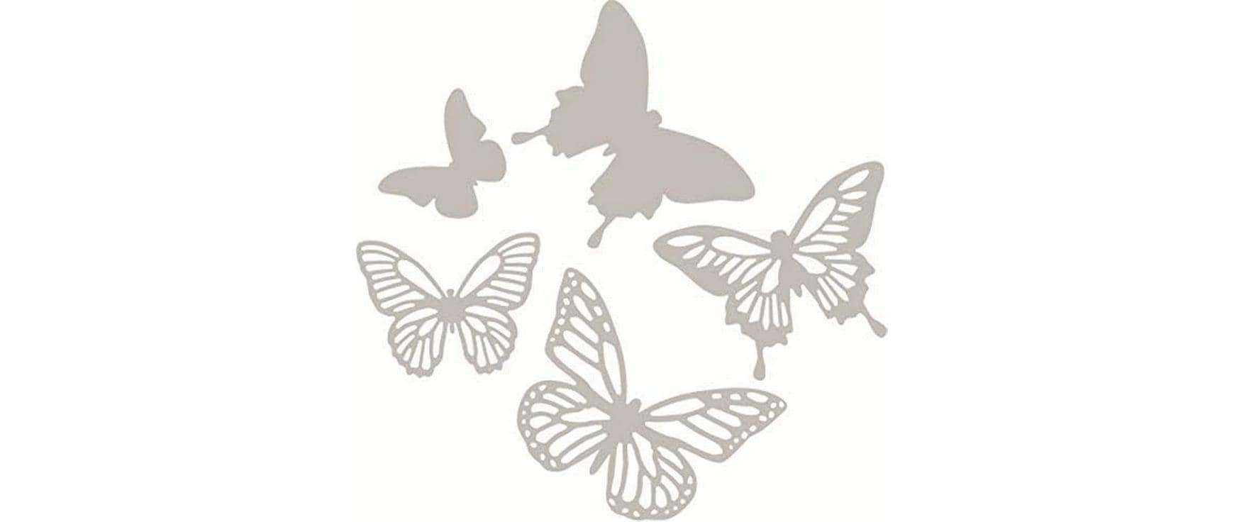 Sizzix Schablone – Schmetterlinge – 5-teilig – Karbonstahl – Grau