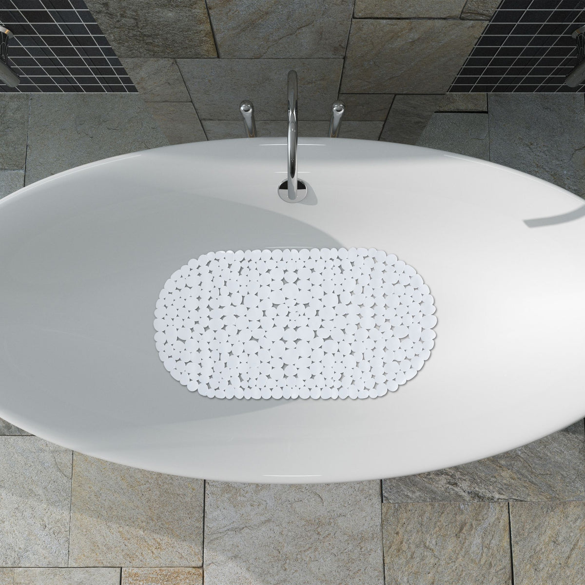 Relaxdays Rutschfeste Badematte – 36×68 cm, PVC, Weiss