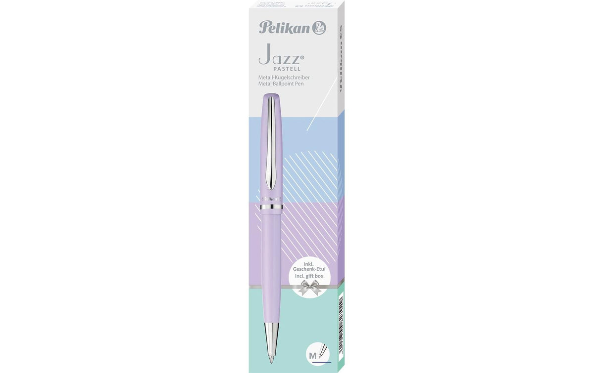 Pelikan Jazz Pastell K36 Kugelschreiber – Blau, Mittel, Druck, Metall, Lavendel, dokumentenecht, Geschenkbox