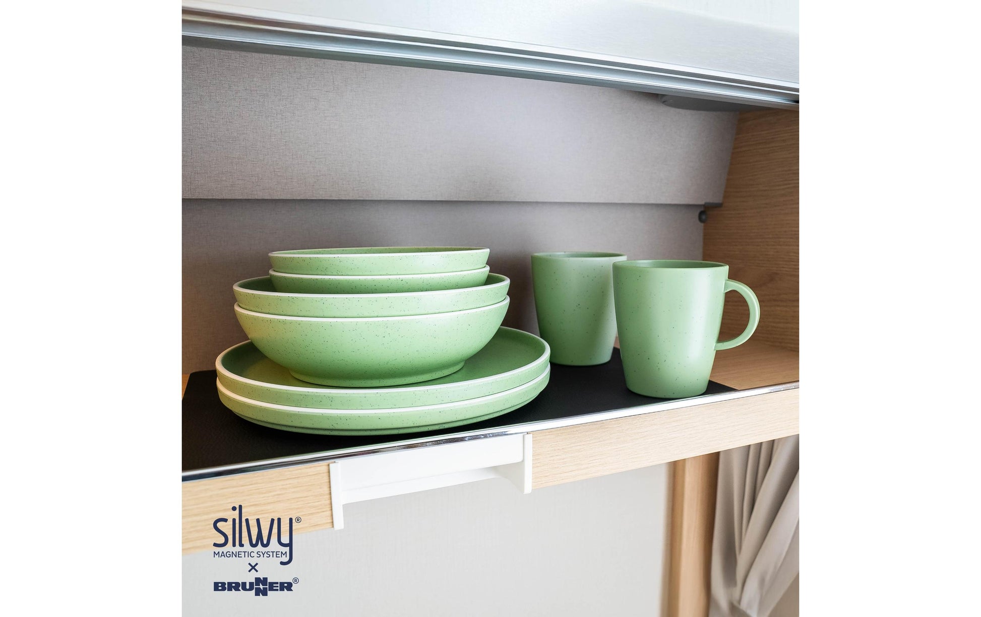 Silwy Dolomit Geschirr-Set – Kunststoff, Grün