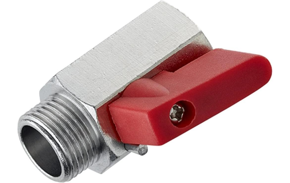 Mateu Mini-Kugelhahn – Anschluss 1/2, Messing, verchromt, für Armatur