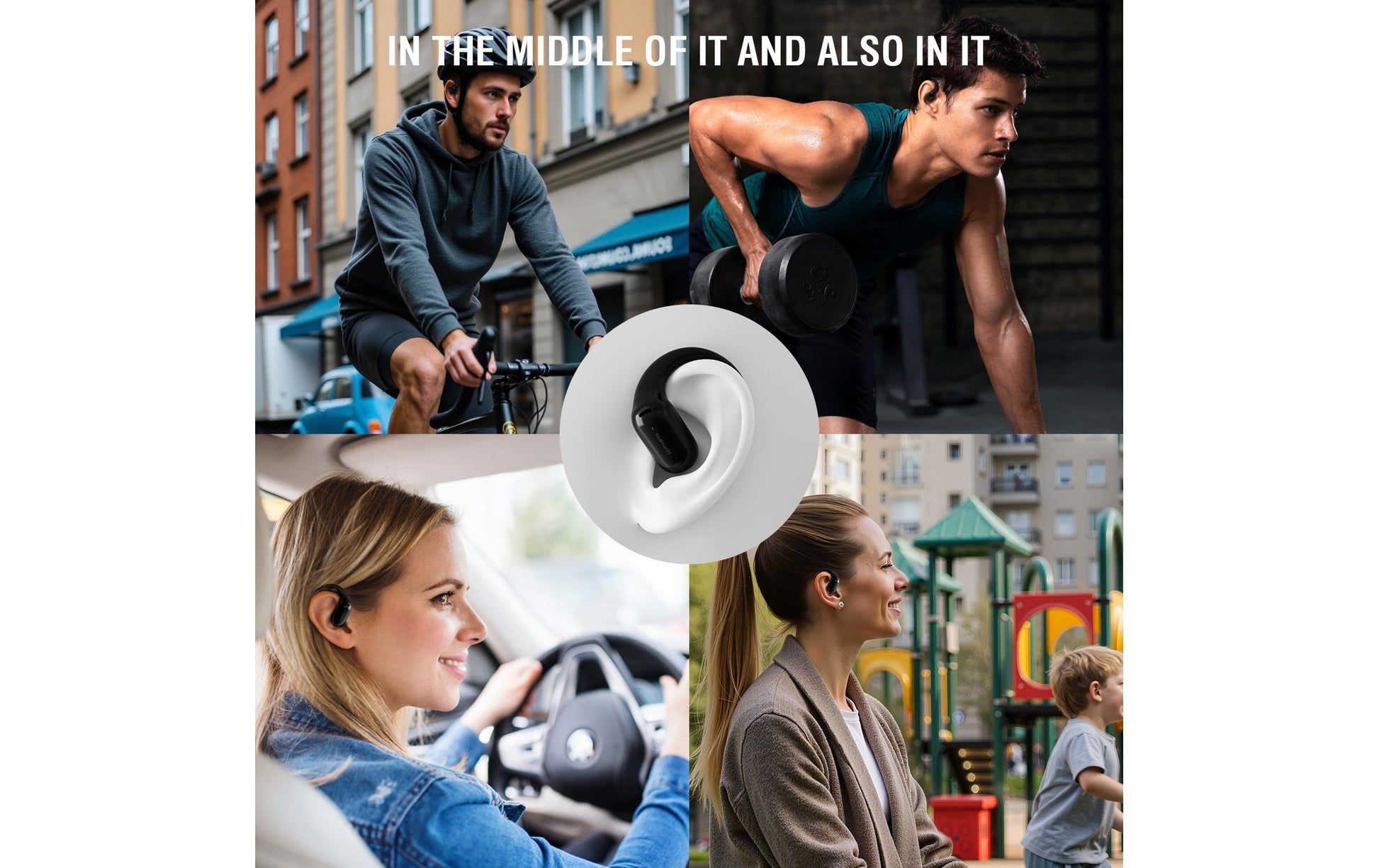 4smarts SkyBuds AI Screen – Open-Ear Headset – Bluetooth, mit Mikrofon, Digitales Display – Schwarz – bis 28 h