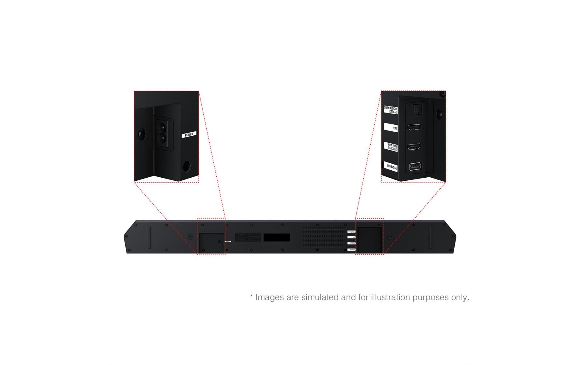 Samsung HW-Q600F – Soundbar – 3.1.2, Dolby Atmos/DTS Virtual:X, mit kabellosem Subwoofer – Titan Black