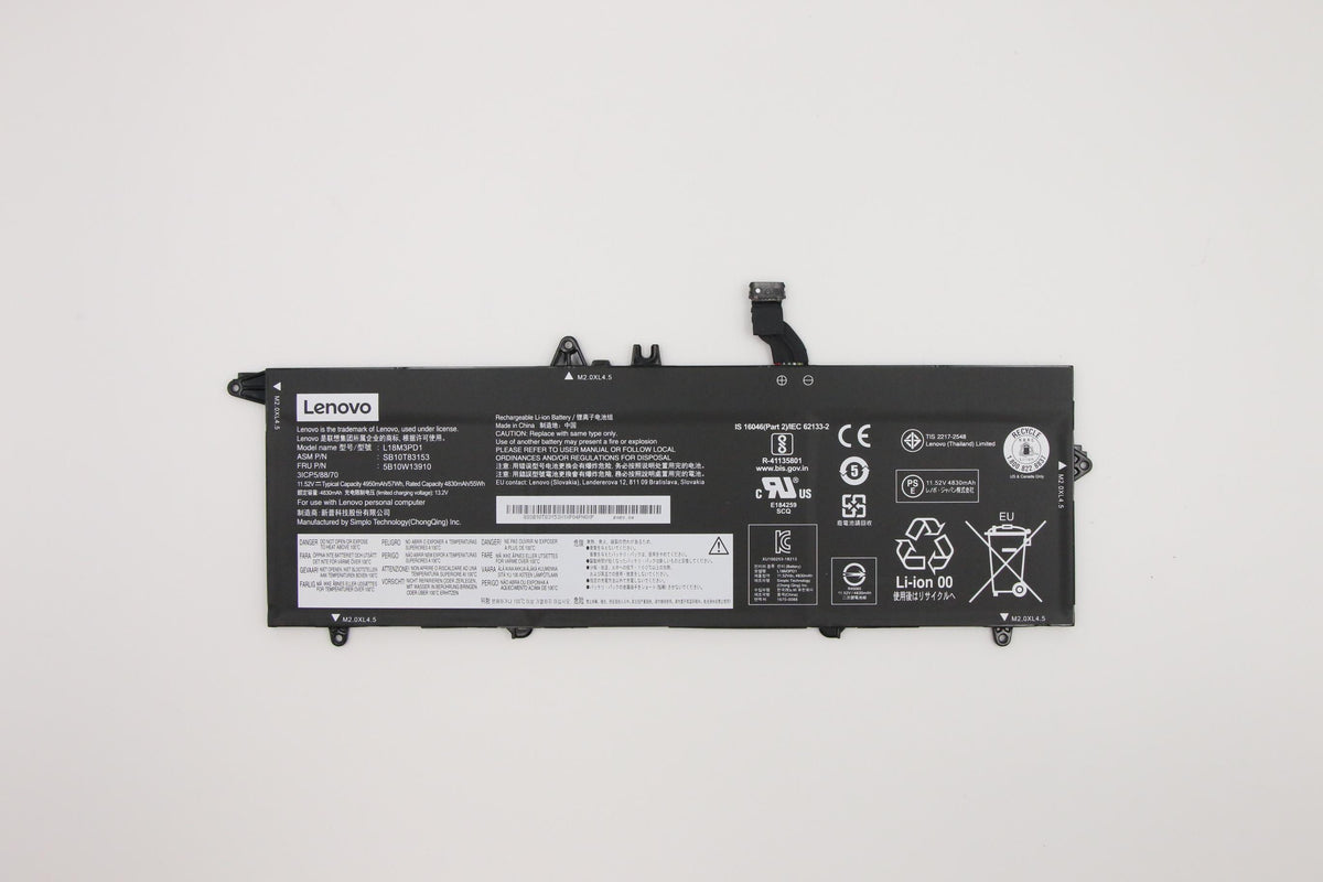 Lenovo Notebook-Akku – für Lenovo ThinkPad – 57 Wh, 11,52 V, 3 Zellen – Schwarz