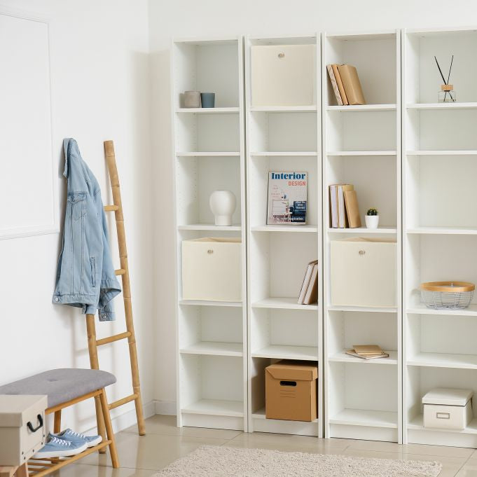 Relaxdays Aufbewahrungsbox Set 4-teilig – Karton/Vlies/Eisen – Beige/Silber – 300 × 300 × 300 mm