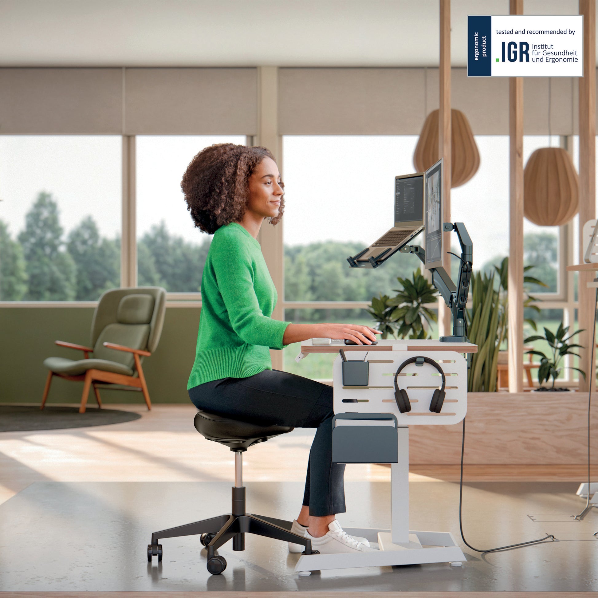 Leitz Hocker – 47 cm, 110 kg, schwarz