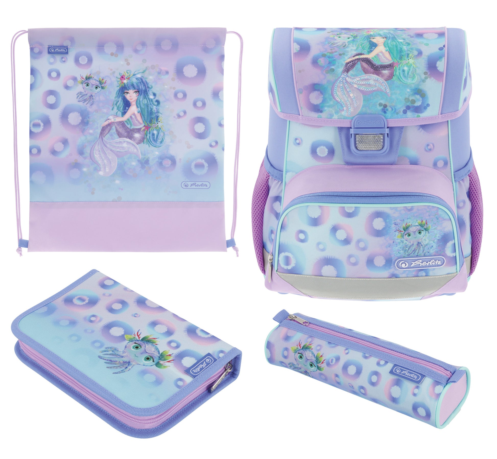 Herlitz Loop Plus – Schulrucksack-Set, Mystic Mermaid, 17 l, 31×37×22 cm
